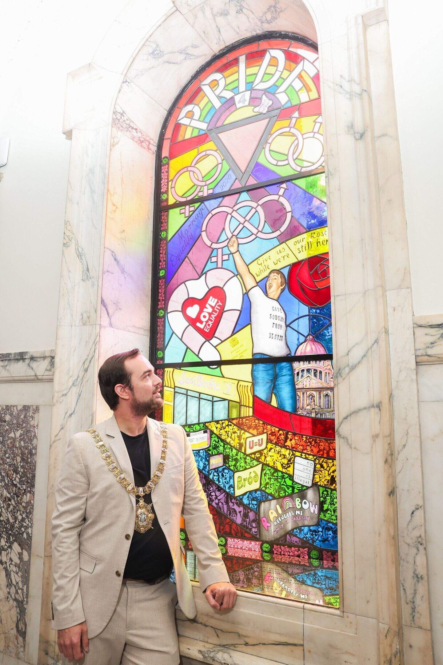 Belfast City Hall LGBT+ window: Row over ‘vulgar and mocking’ rainbow ...