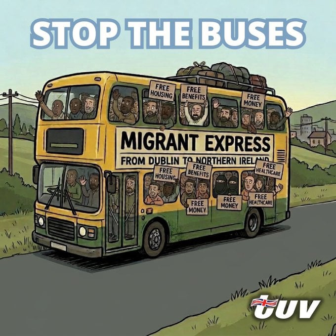 TUV ‘migrant bus’ cartoon branded ‘reckless and irresponsible’