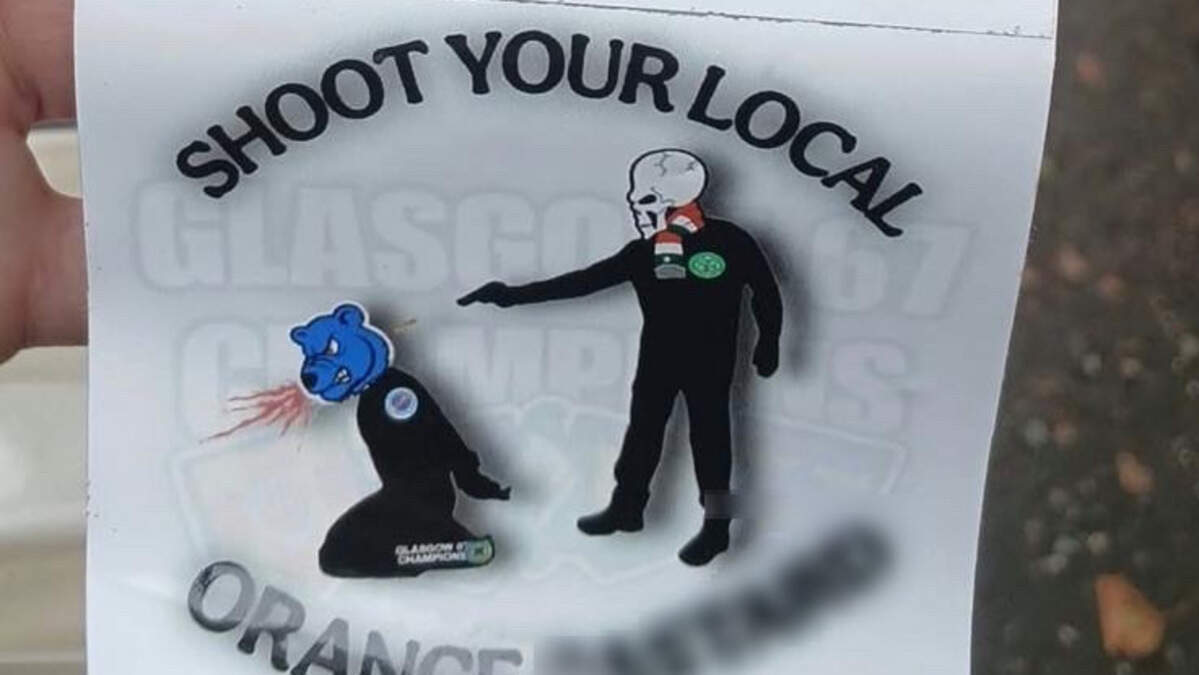 Sickening ‘shoot Orange b*****d' sectarian stickers displayed on lamppost