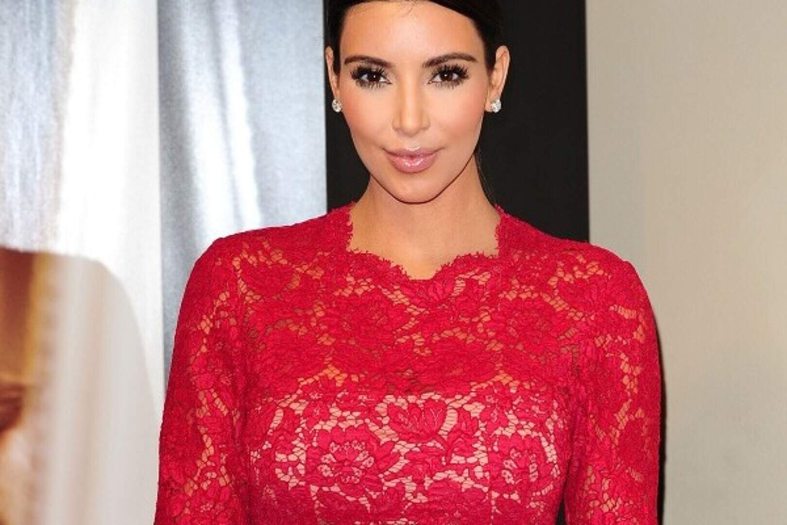 chinese dress ladies Red Kim Kardashian (Kim K) Lace Long Sleeves Bodycon Dress High Waist   Hoprom