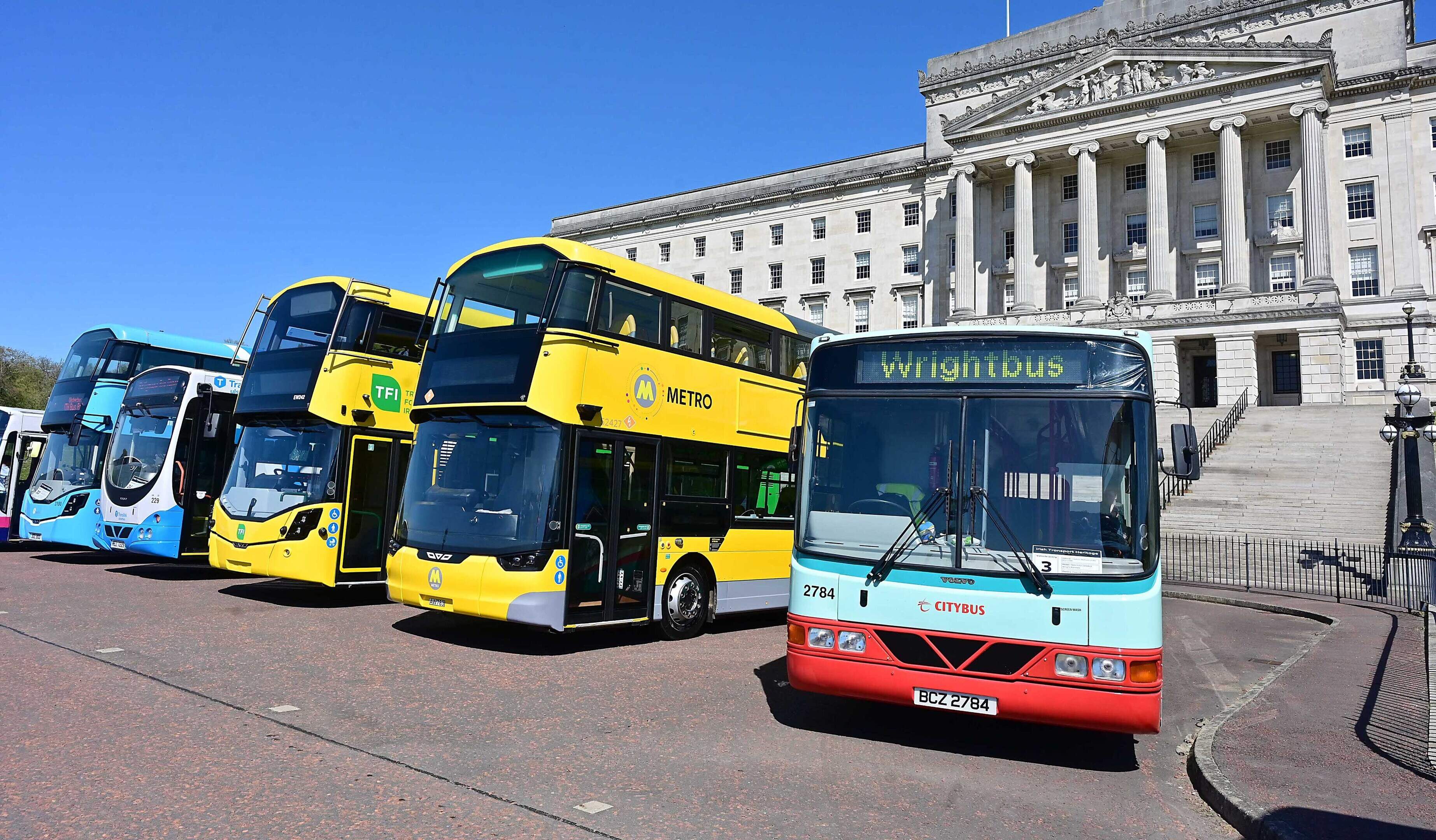 Wrightbus celebrates 80th anniversary with convoy of classic coaches as enthusiasts from across island flock to Stormont