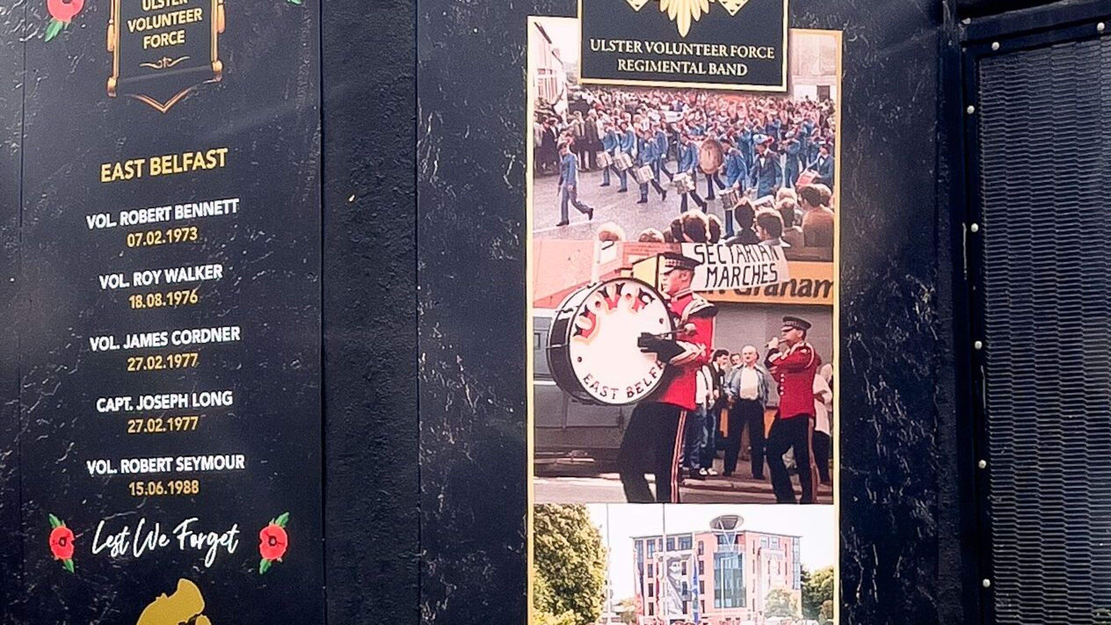 Mural of UVF band marching past Sean Graham bookmakers massacre site condemned as ‘deeply disheartening’