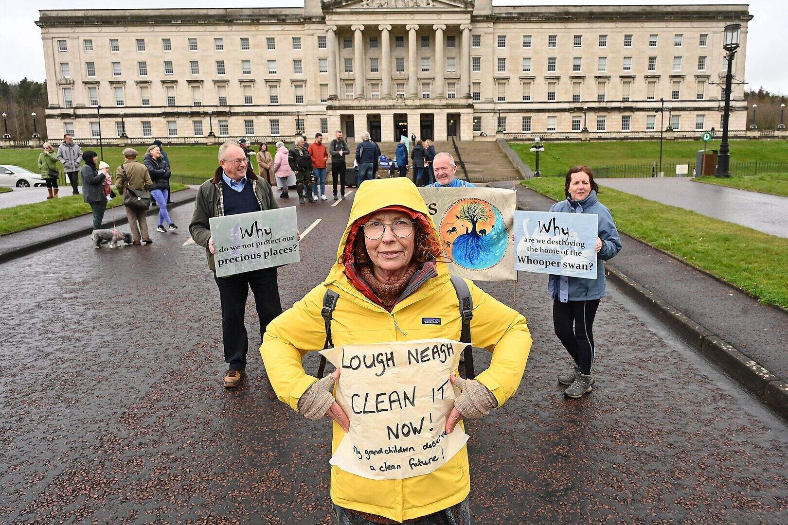 ‘Save Lough Neagh’: Environmental campaigners stage protest outside ...