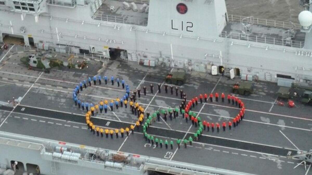Crew recreate Olympic Rings on ship | Belfast Telegraph