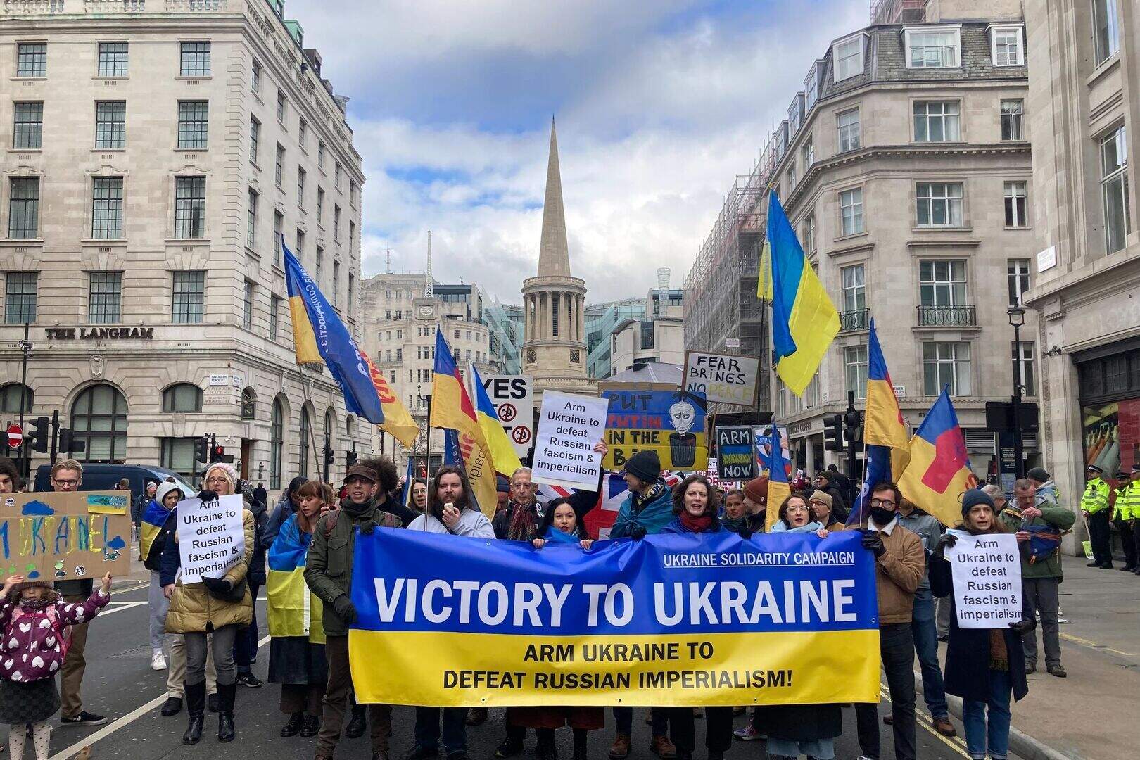 Pro-Ukraine group clashes with activists urging UK to stop supplying ...