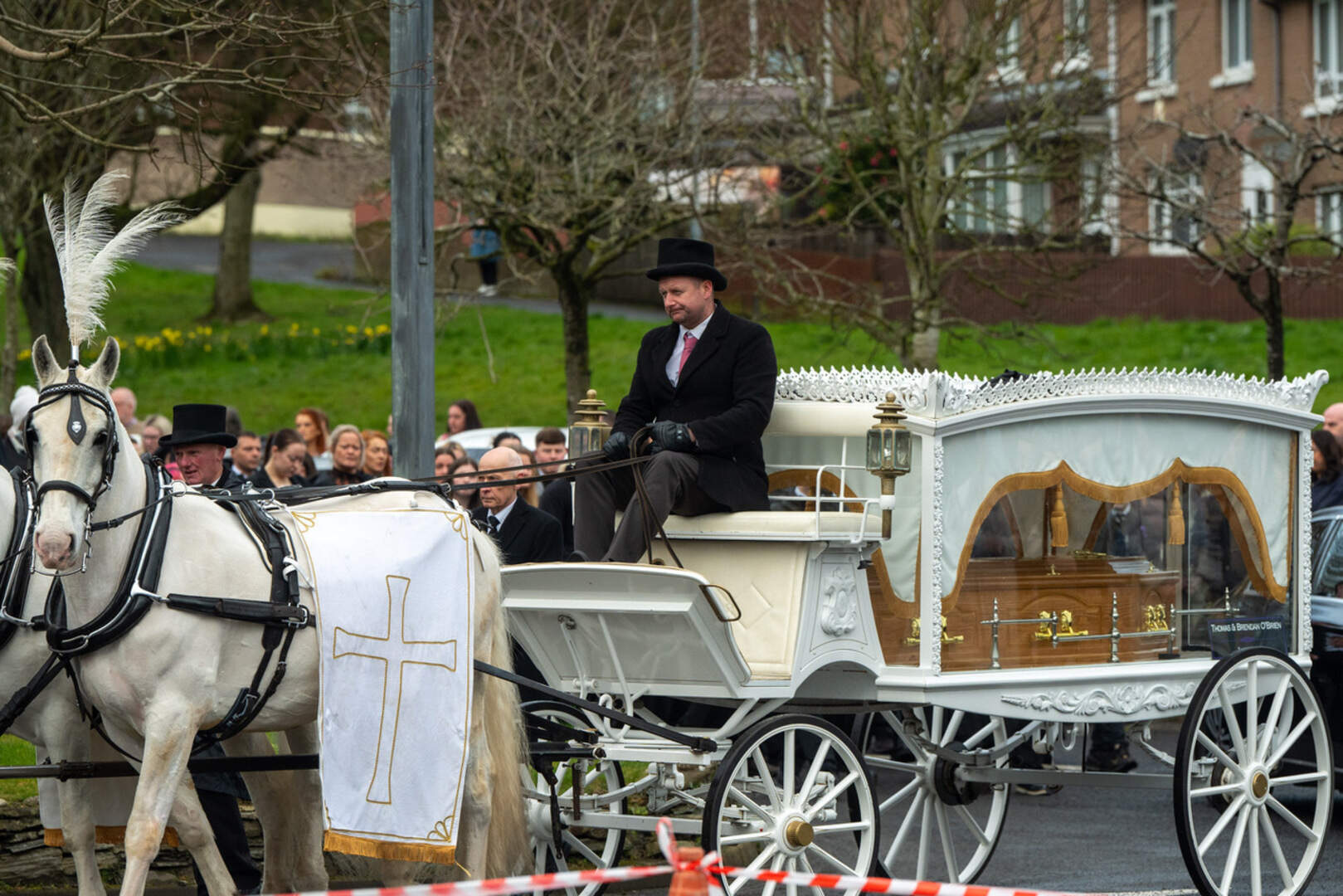 Amy Doherty’s coffin arrives at Holy Family church in Ballymagroarty.