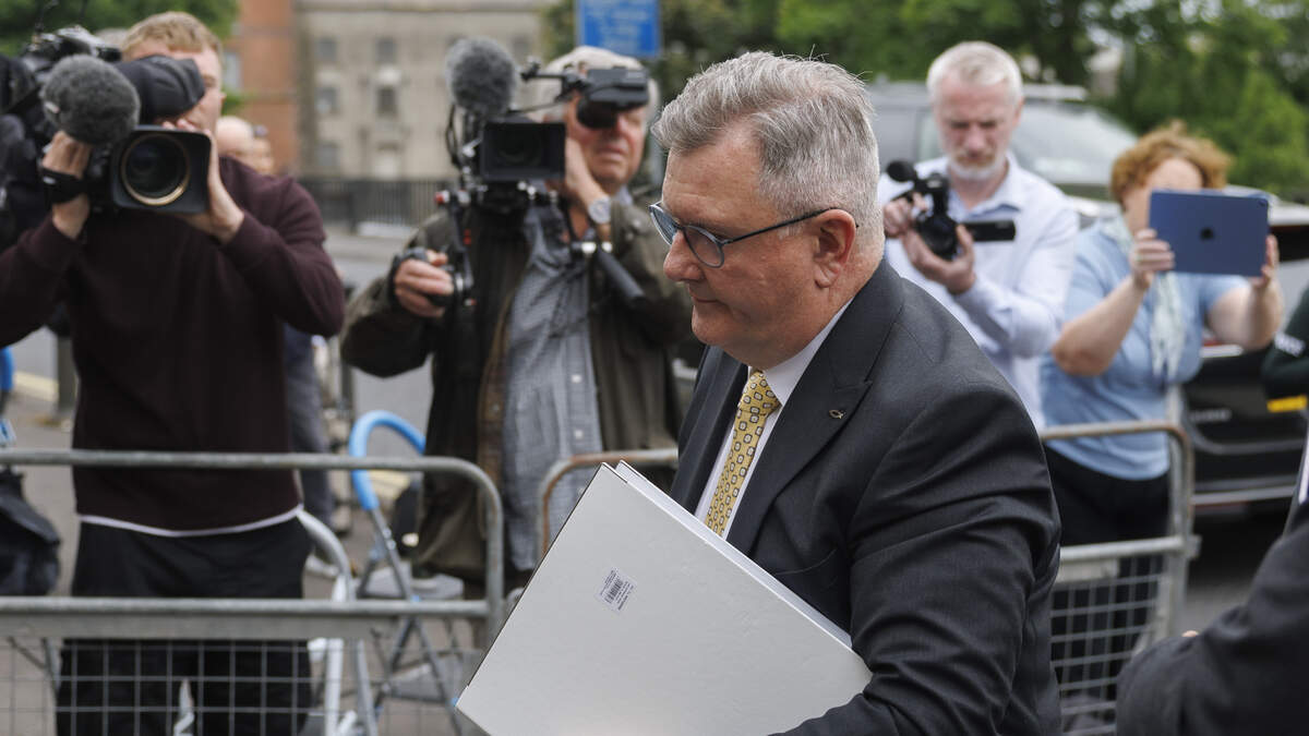 Former DUP leader Jeffrey Donaldson arrives at court for day three of sex offences trial