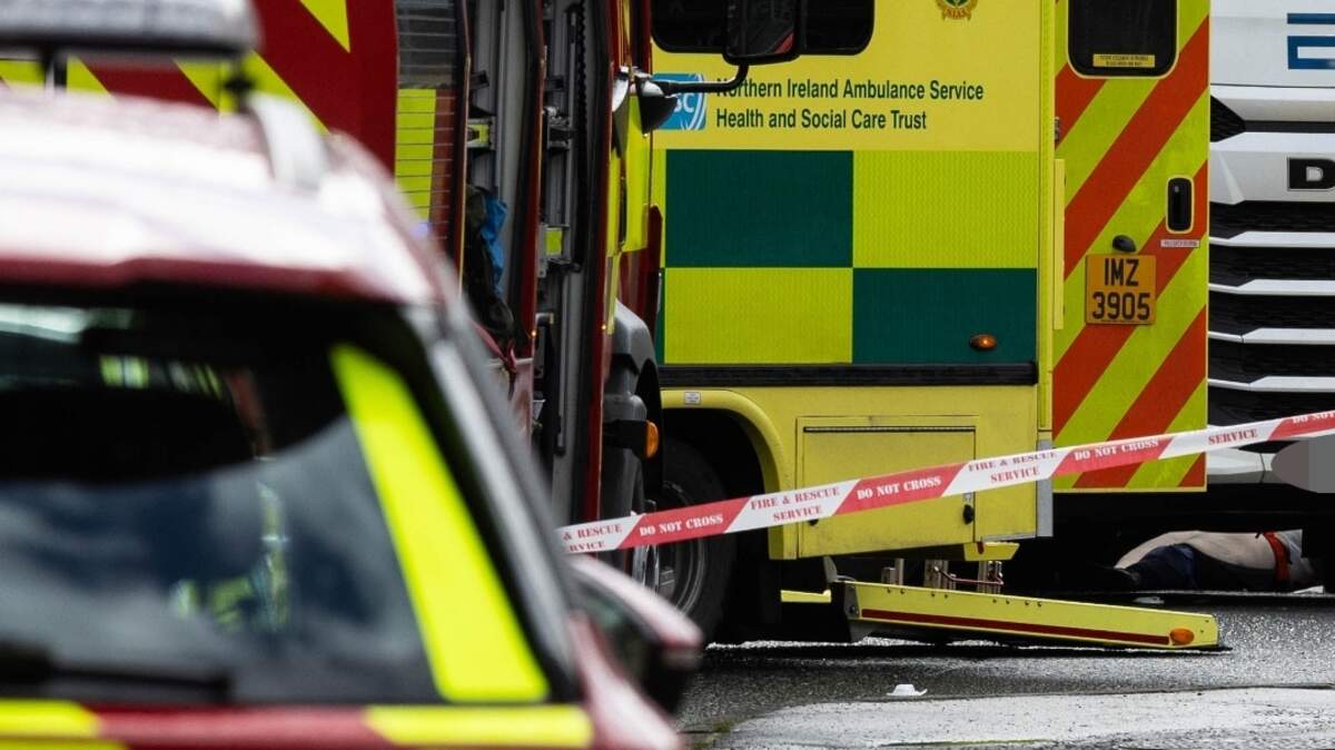 Emergency services at the scene of a serious RTC in North Belfast ...