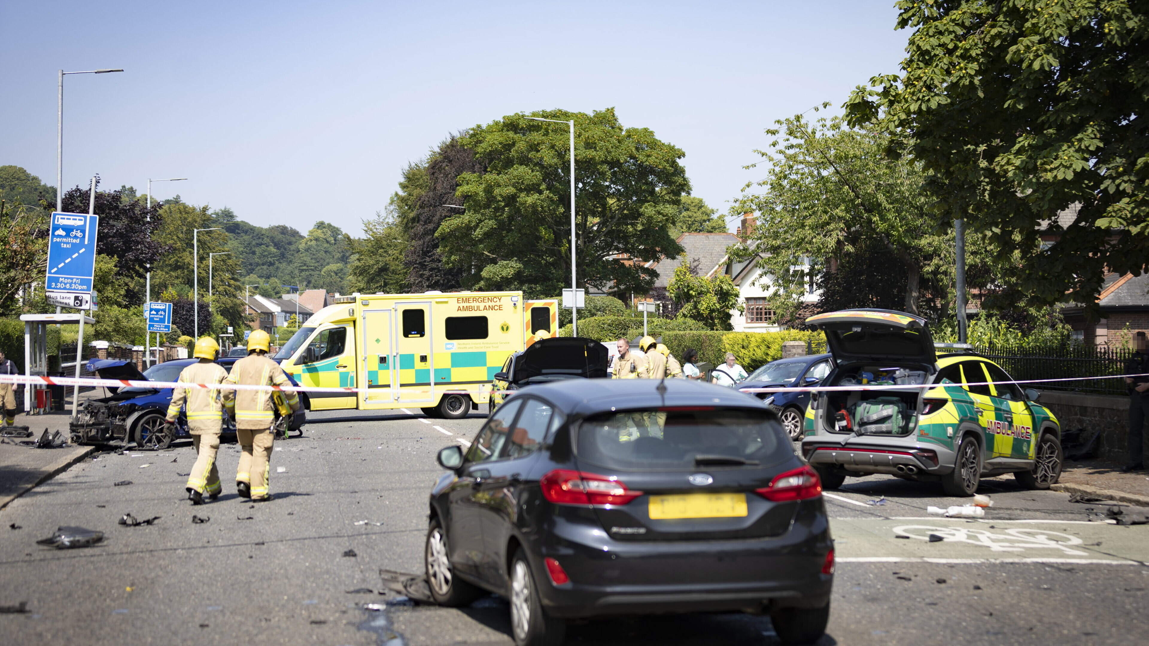 Three taken to hospital following four-vehicle crash in north Belfast