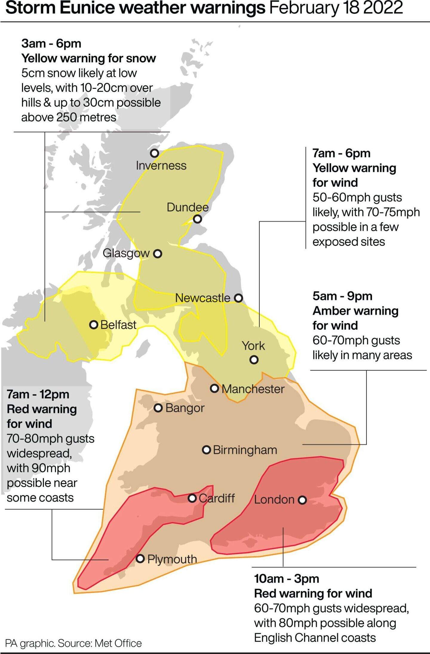 Storm Eunice brings ‘dangerous conditions’ as rare red weather warnings ...