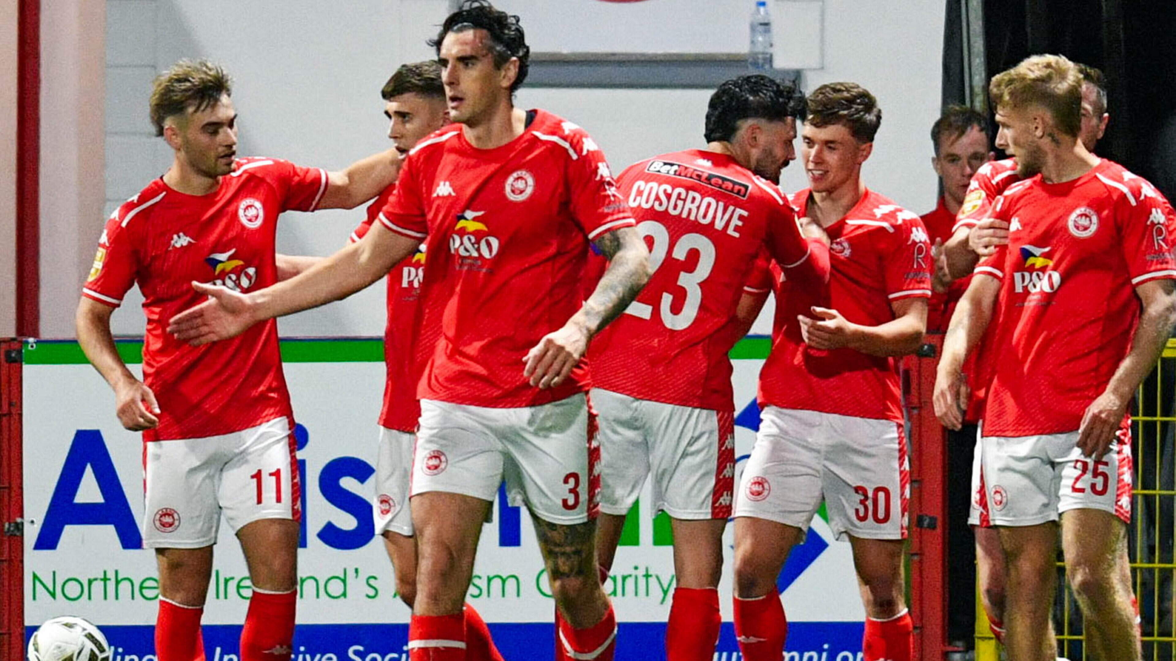 Larne get back on track as second-half double sinks Glentoran on Conor McMenamin’s big return