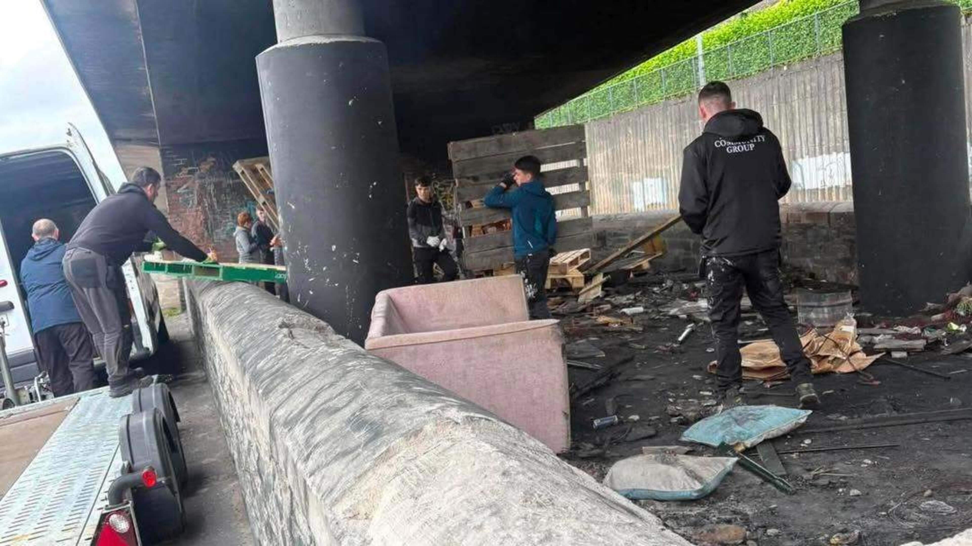 Bonfire wood cleared from under Bogside flyover after weeks of community talks