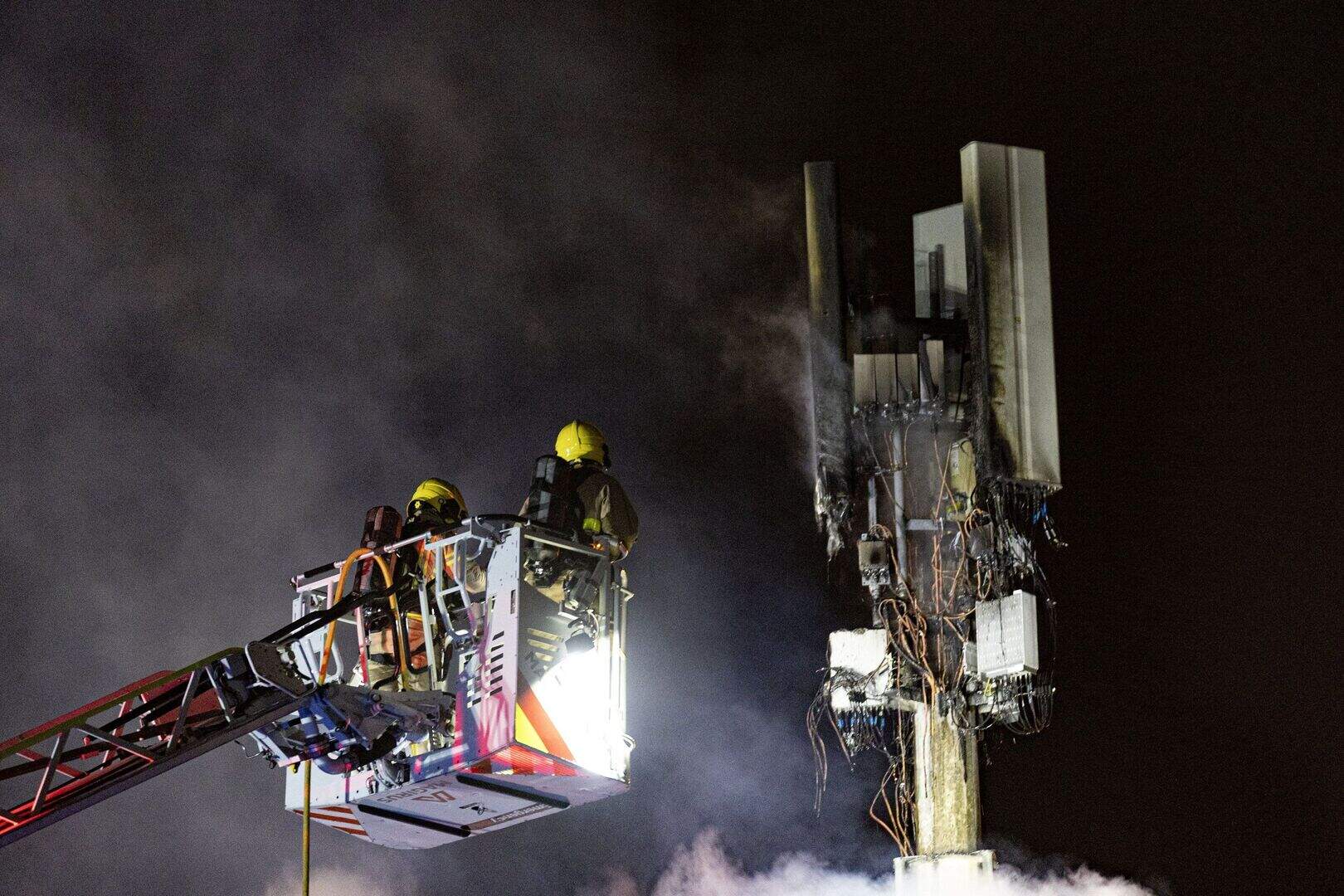 Distillery Street: Firefighters tackle blaze at 5G mobile mast in west ...