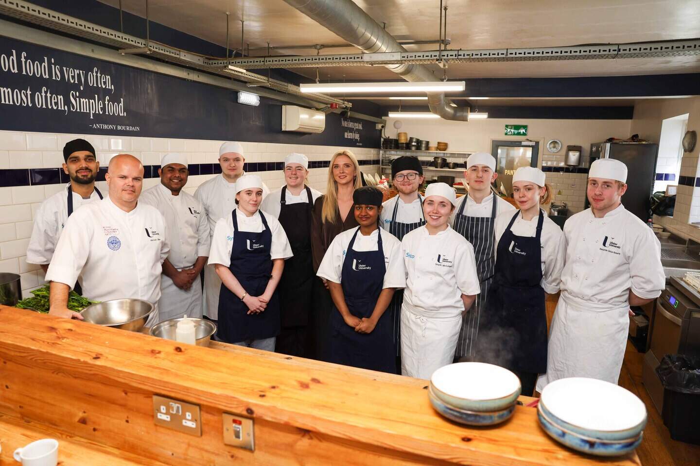 Michael Gilles, Ulster University (second left) and Sarah Kennedy, Favourit (centre) are joined by Ulster University’s BSc Culinary Arts Management students
