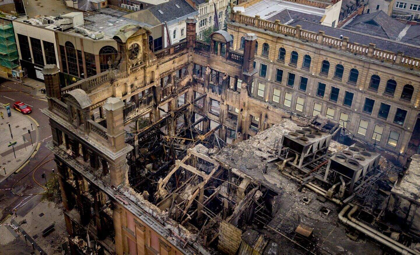 Pictured: Charred remains of Belfast iconic Primark - engineers assess ...