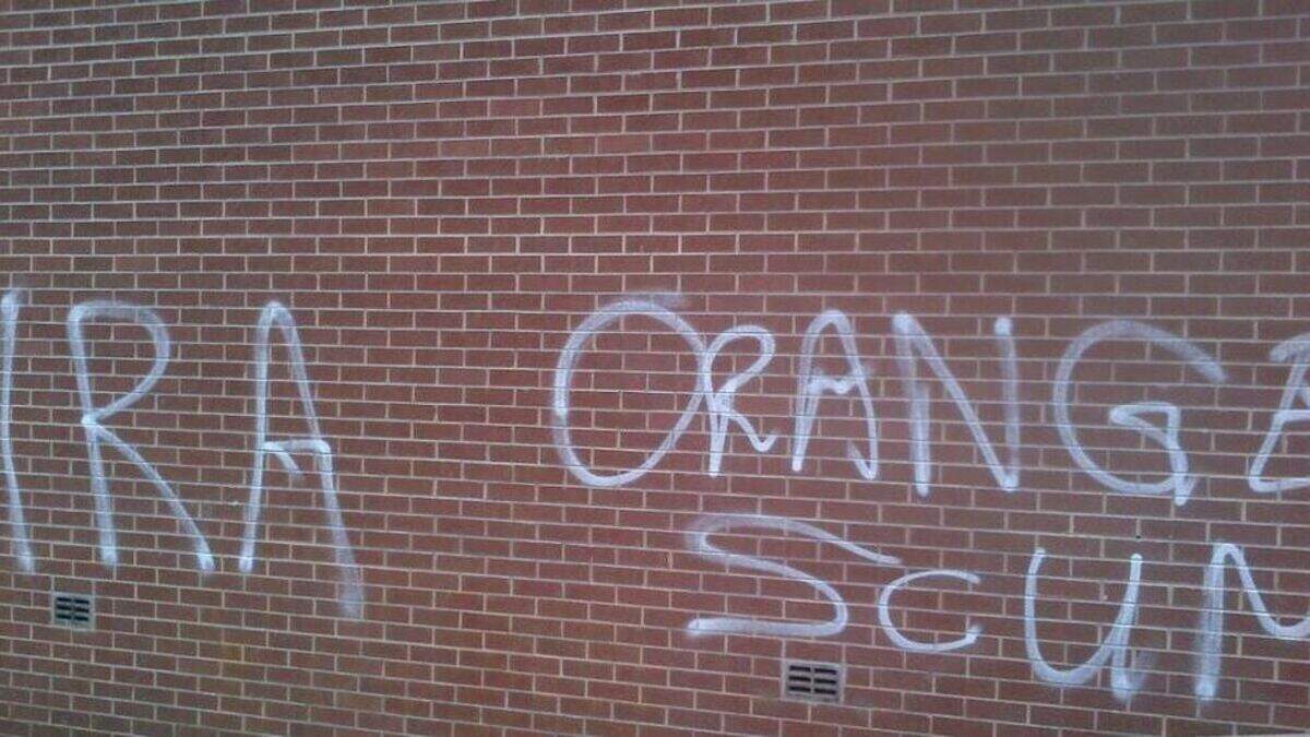 Orange hall attacked: Republican graffiti including IRA slogans daubed ...