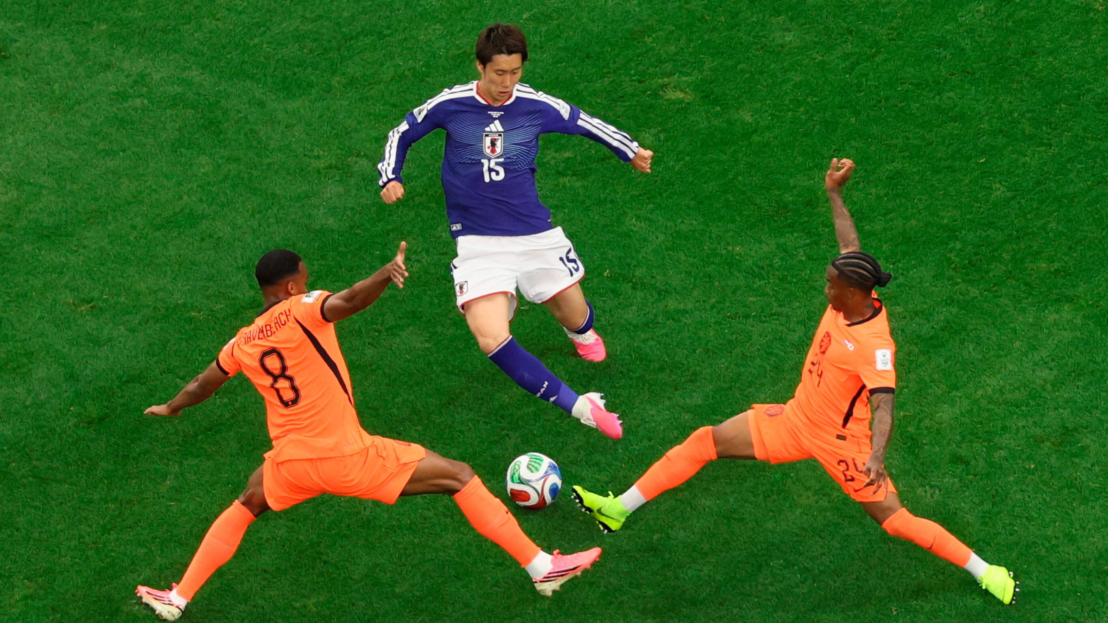 Daichi Kamada’s late header earns Japan a 2-2 draw with the Netherlands