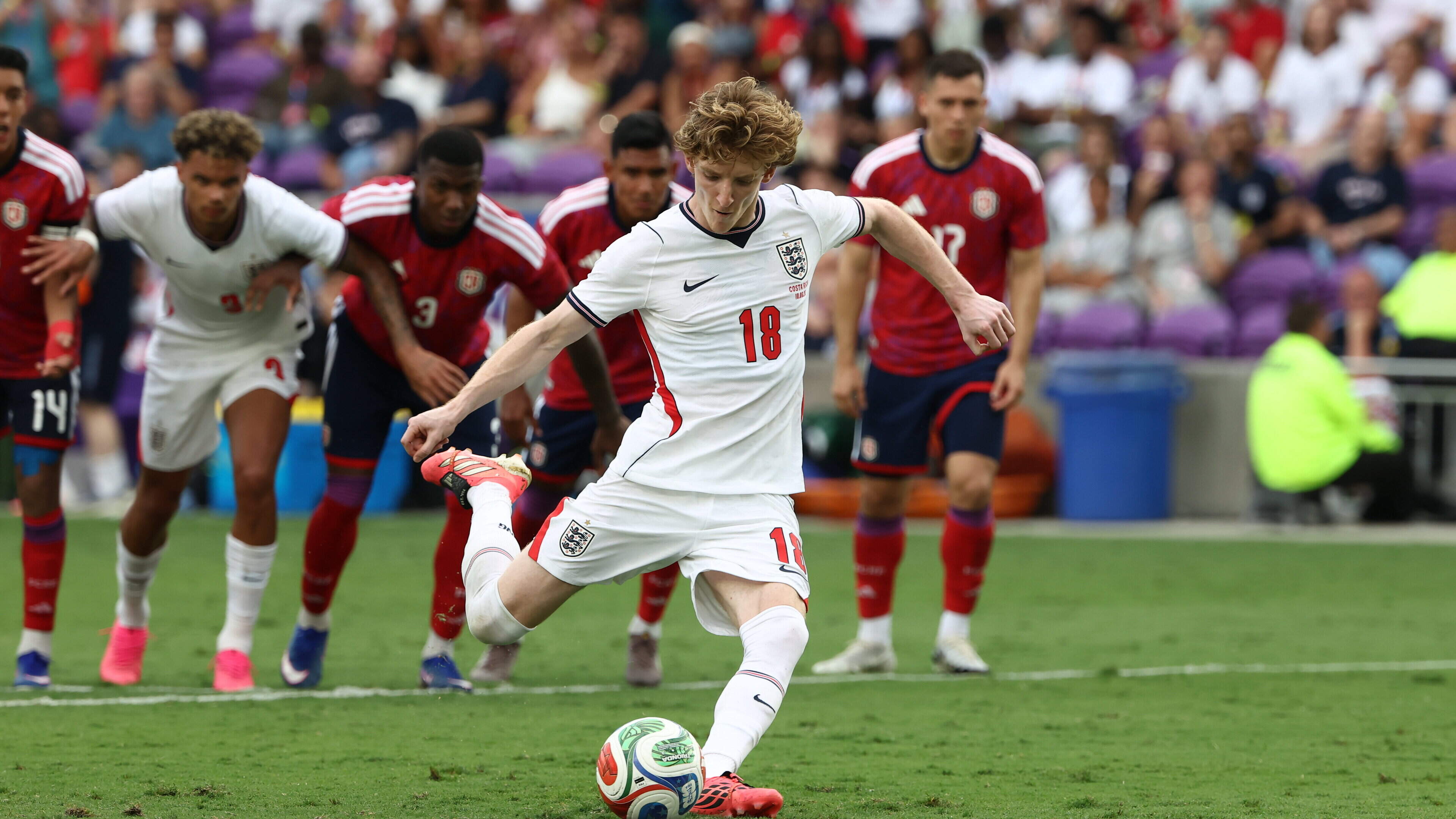 England beat [opponent]  in Orlando after rain and lightning delay