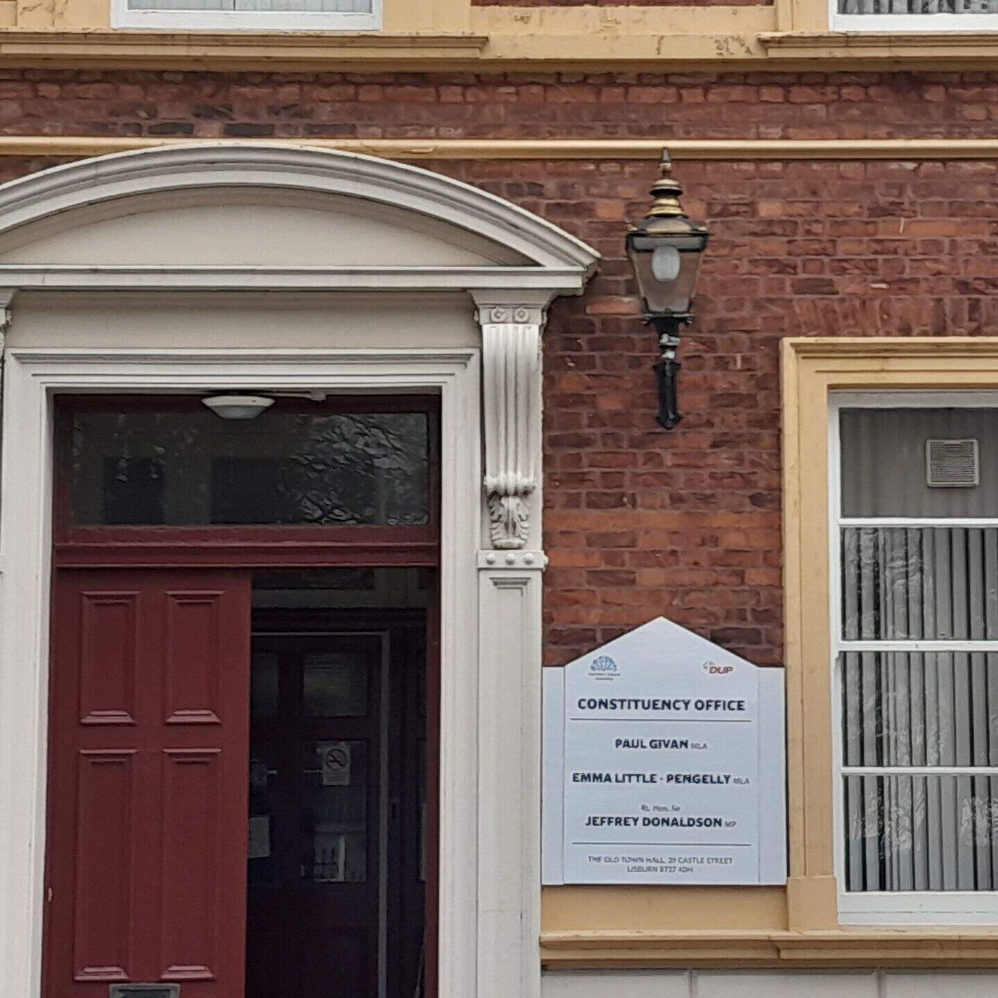 Jeffrey Donaldson’s name is back on constituency office door — but ...