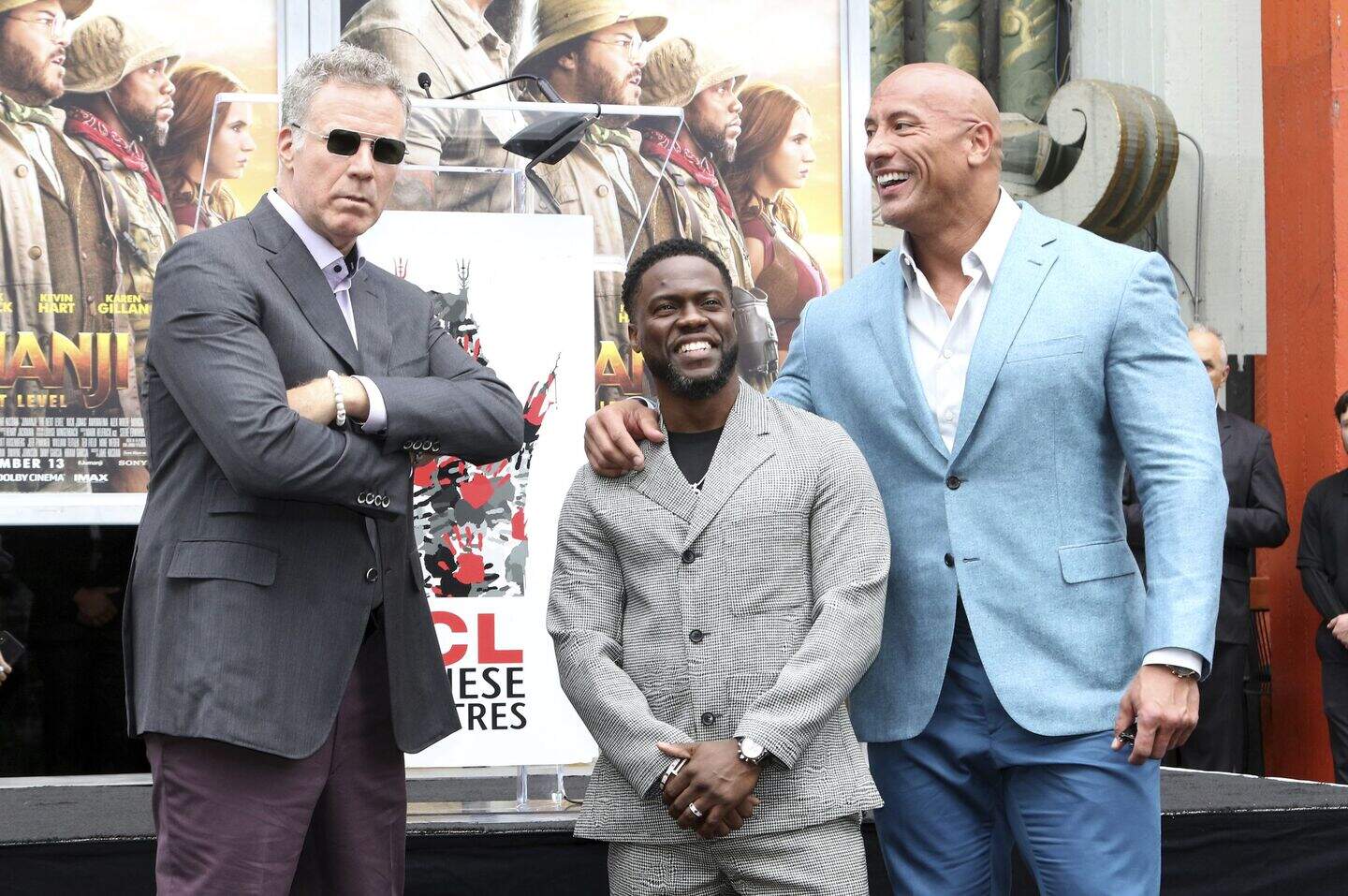 The Rock and Will Ferrell support Kevin Hart at Hollywood handprint ...