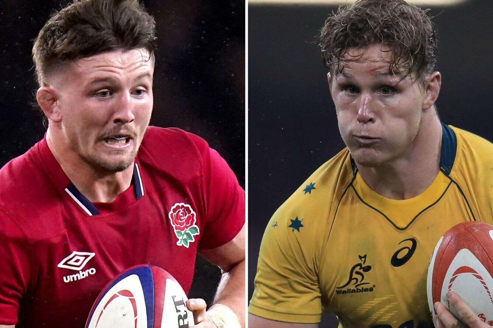 The back row battle between England’s Tom Curry and Australia’s Michael ...