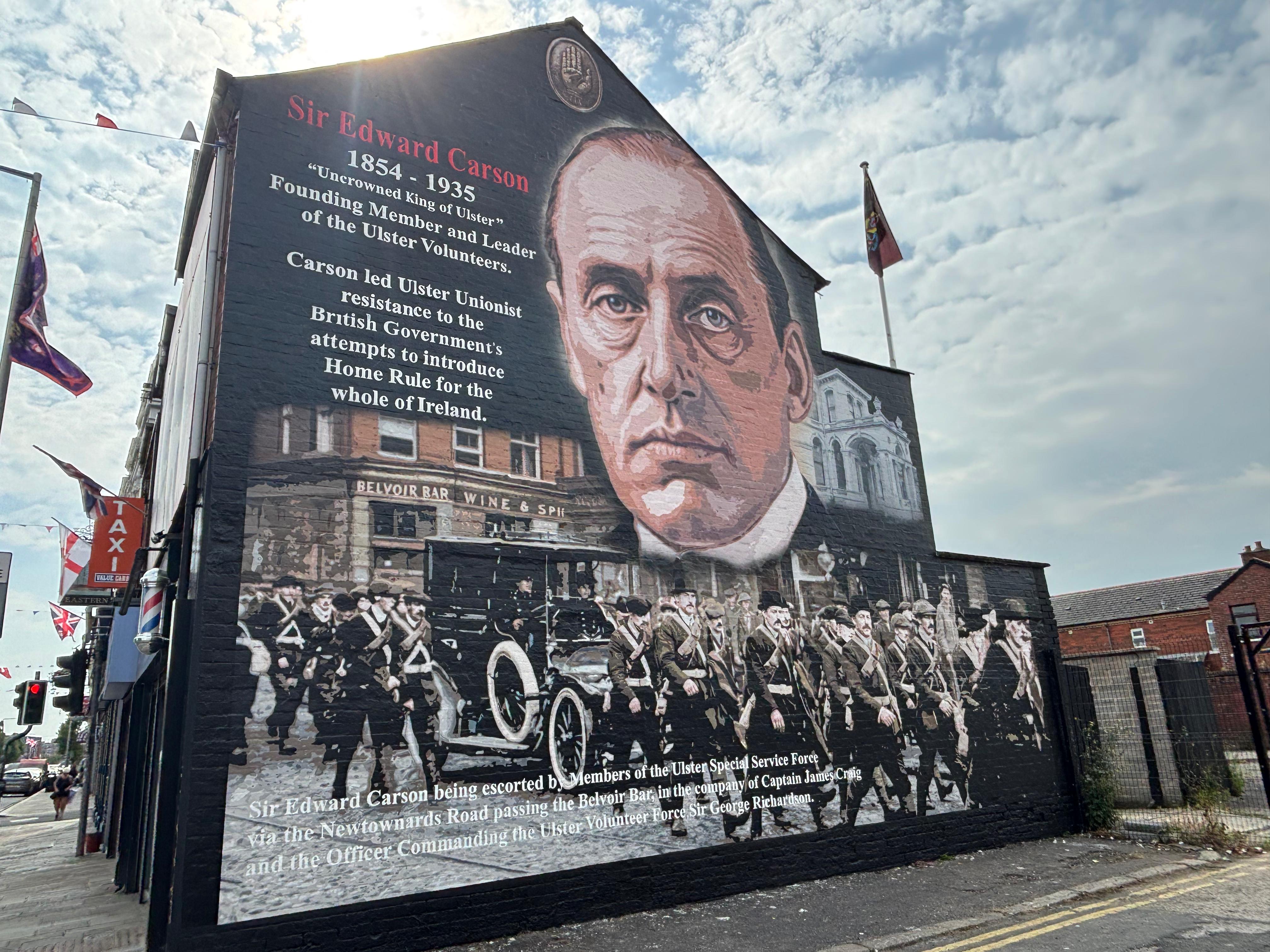 East Belfast mural of UVF gunmen replaced with image of Sir Edward Carson after community talks