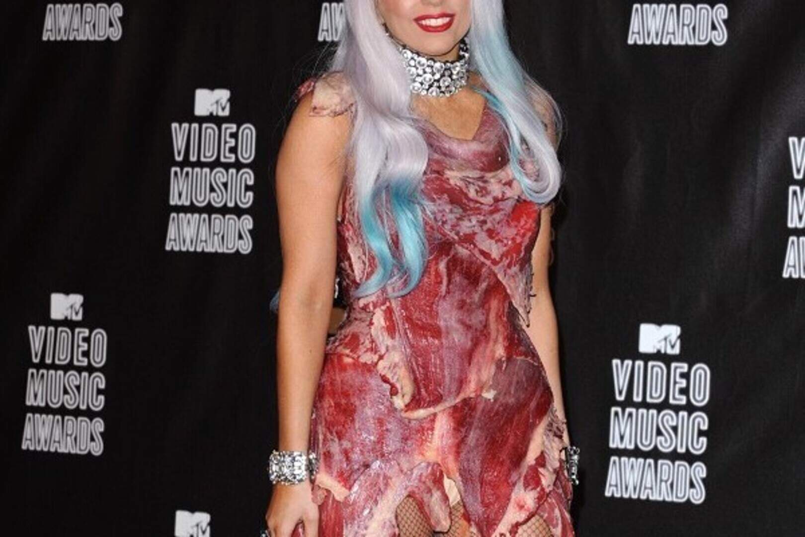 lady gaga meat dress beef jerky Gaga's being turned into Swirling Rhinestone