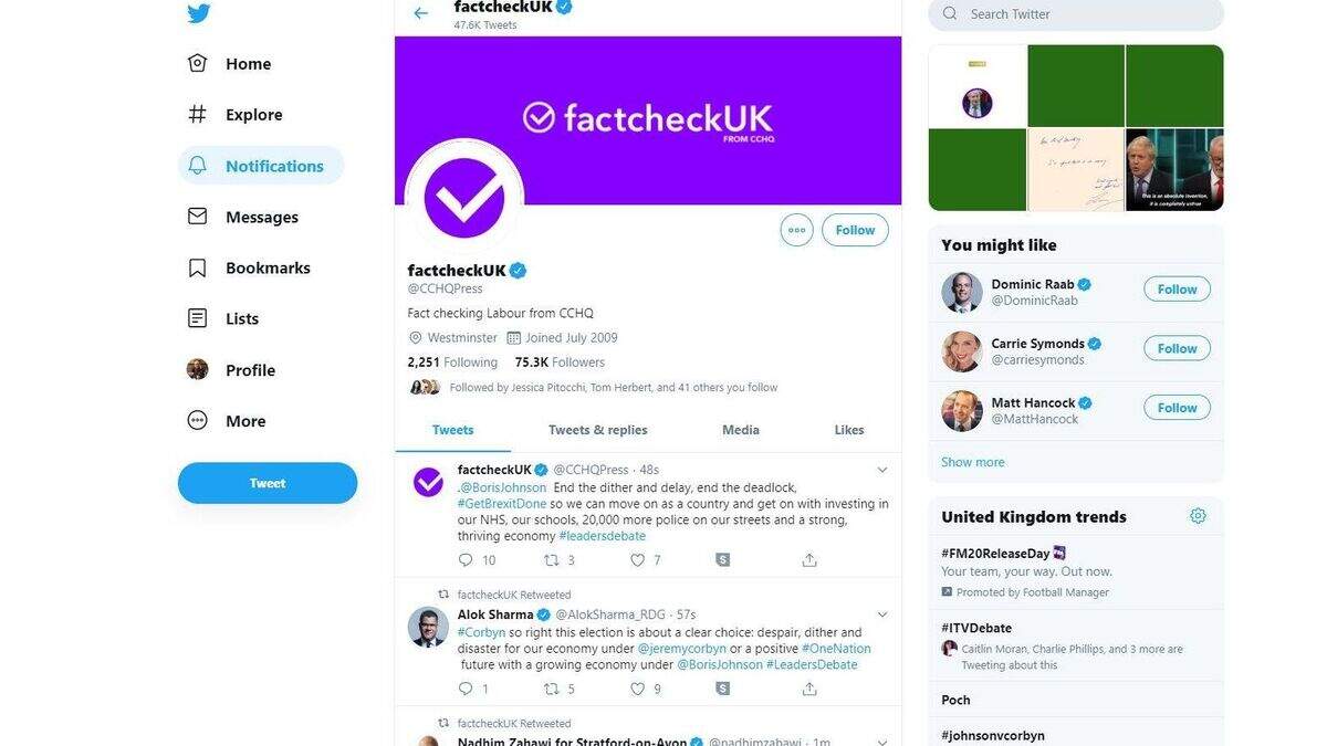 Tories criticised after rebranding party Twitter account as factcheckUK ...