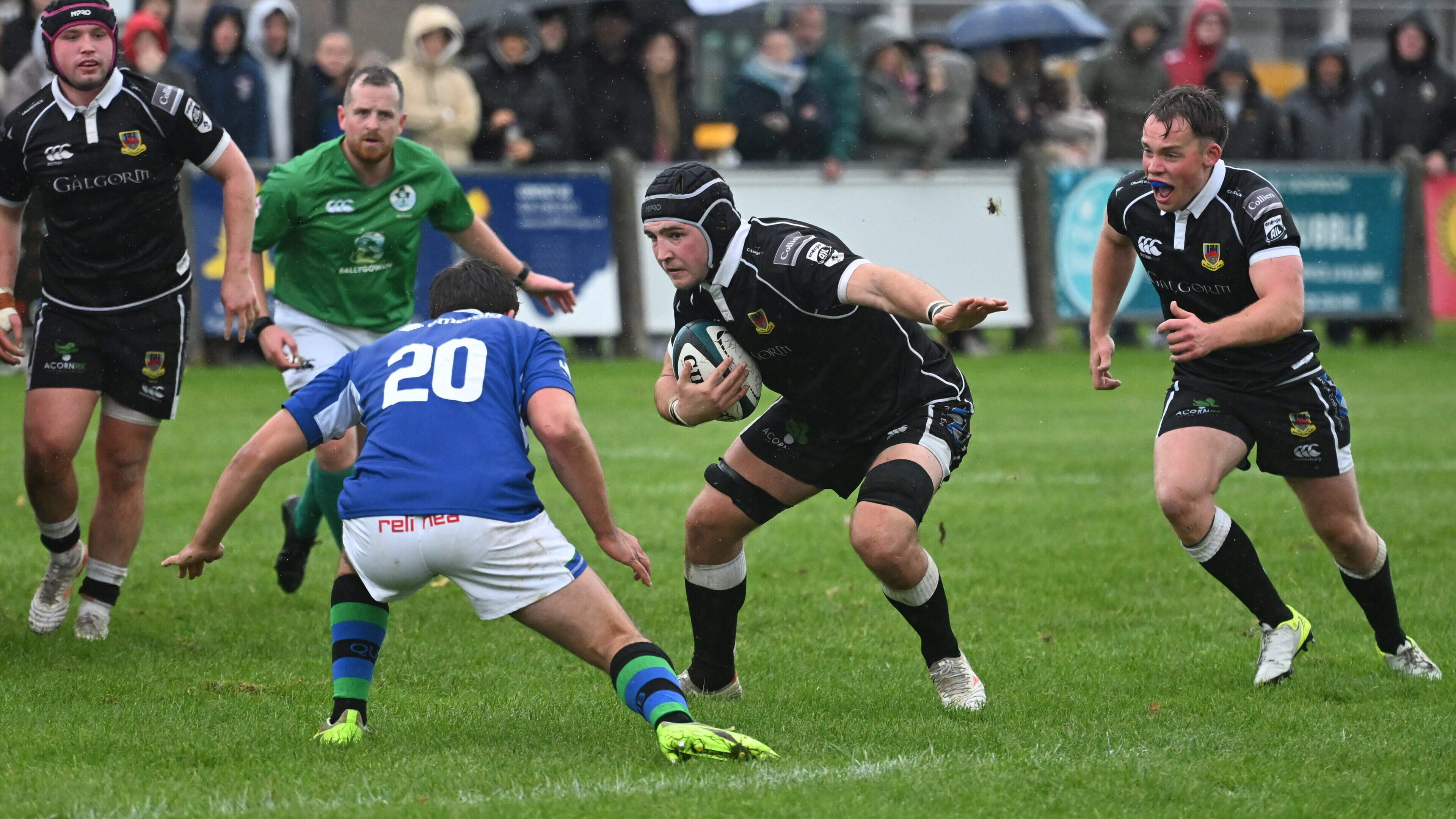 Ballymena’s Marcus Rea eyes his opponent before sending him the wrong way