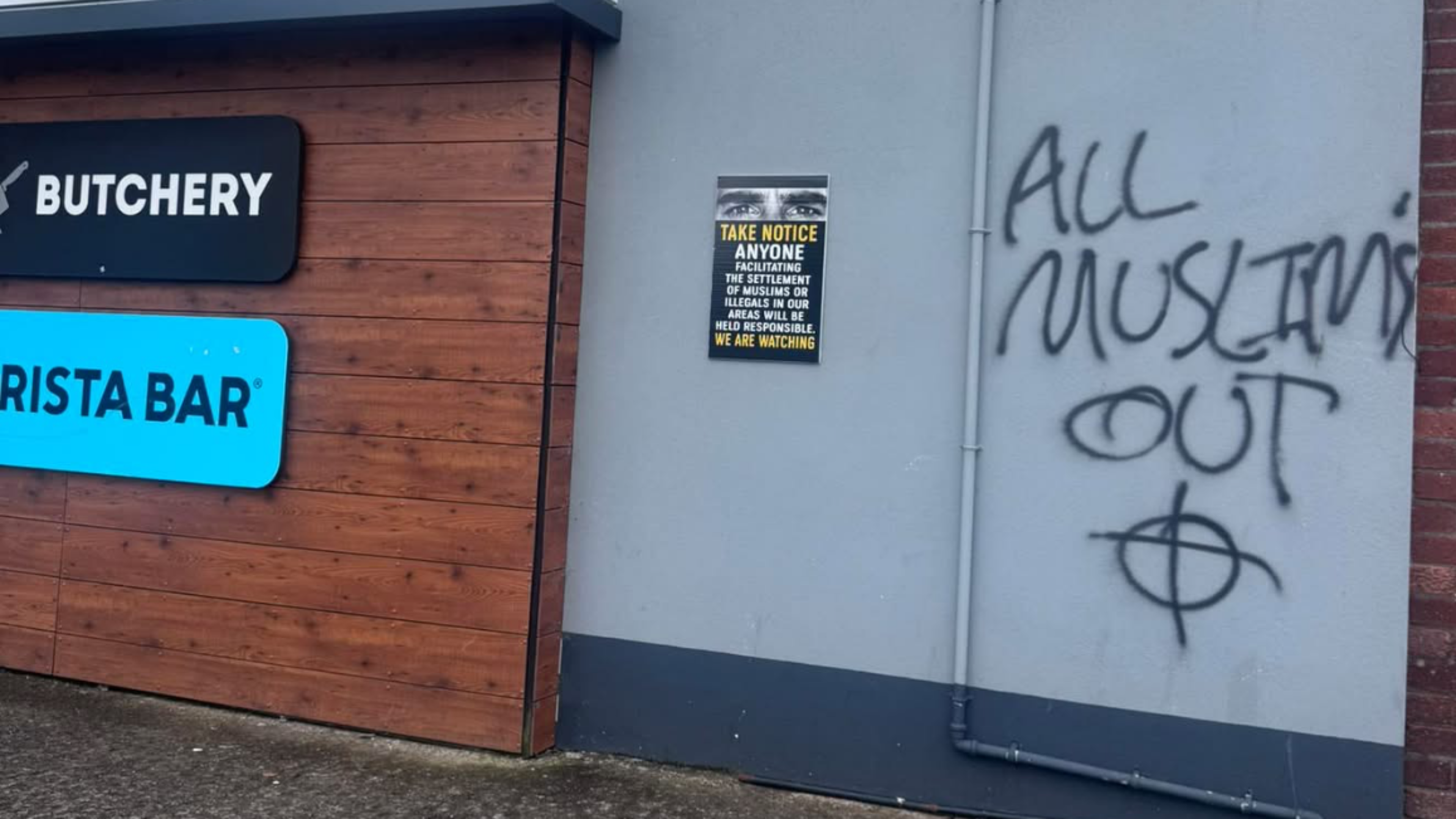 PSNI probe hate incidents as ‘all Muslims out’ graffiti appears in Rathcoole