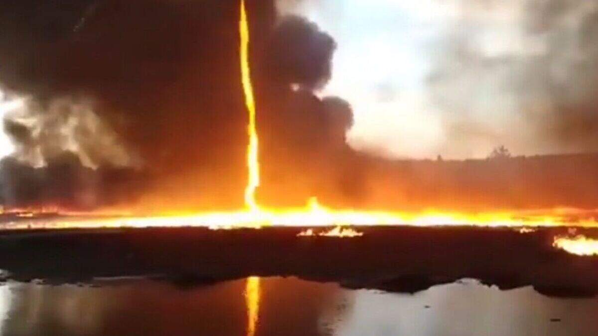 ‘Firenado’ footage captured by firefighters during factory blaze ...
