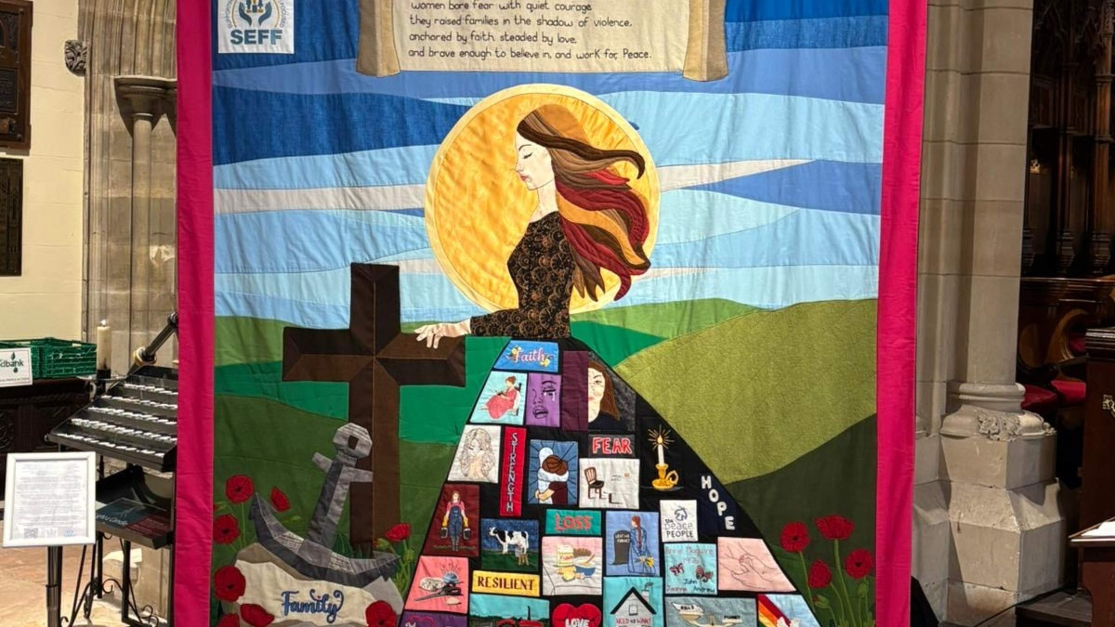 Tapestry honouring women’s role in the Troubles goes on display in Armagh cathedral