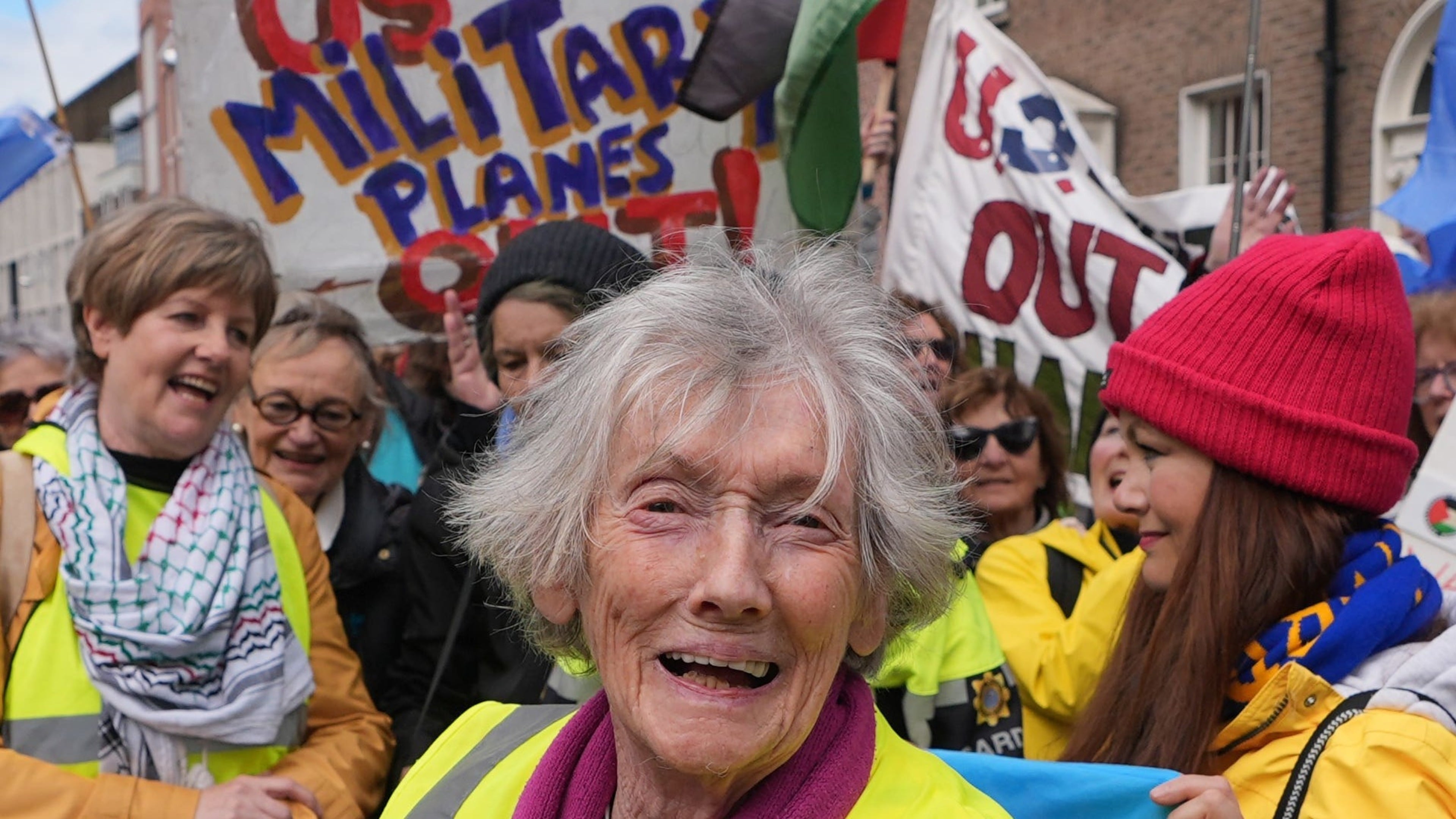 91-year-old woman walks 220km to protest US military at Co Clare airport
