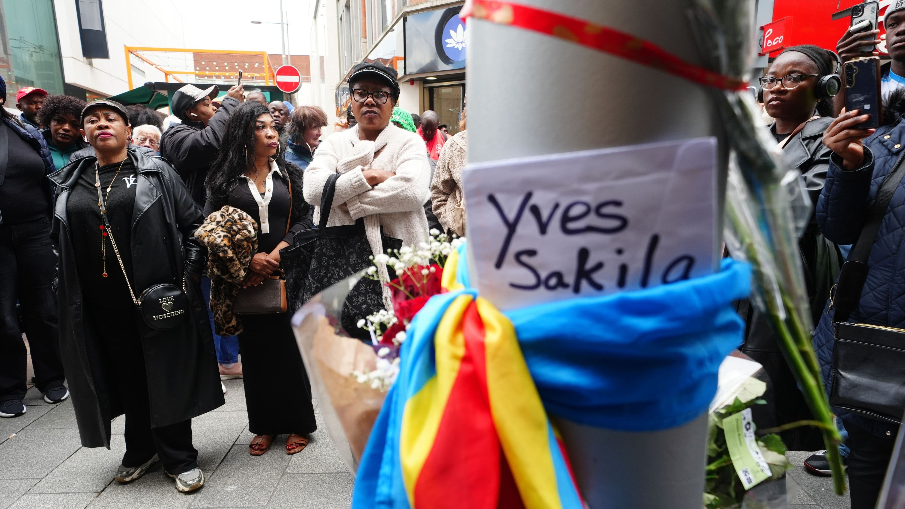 Protest outside Leinster House after death of Yves Sakila