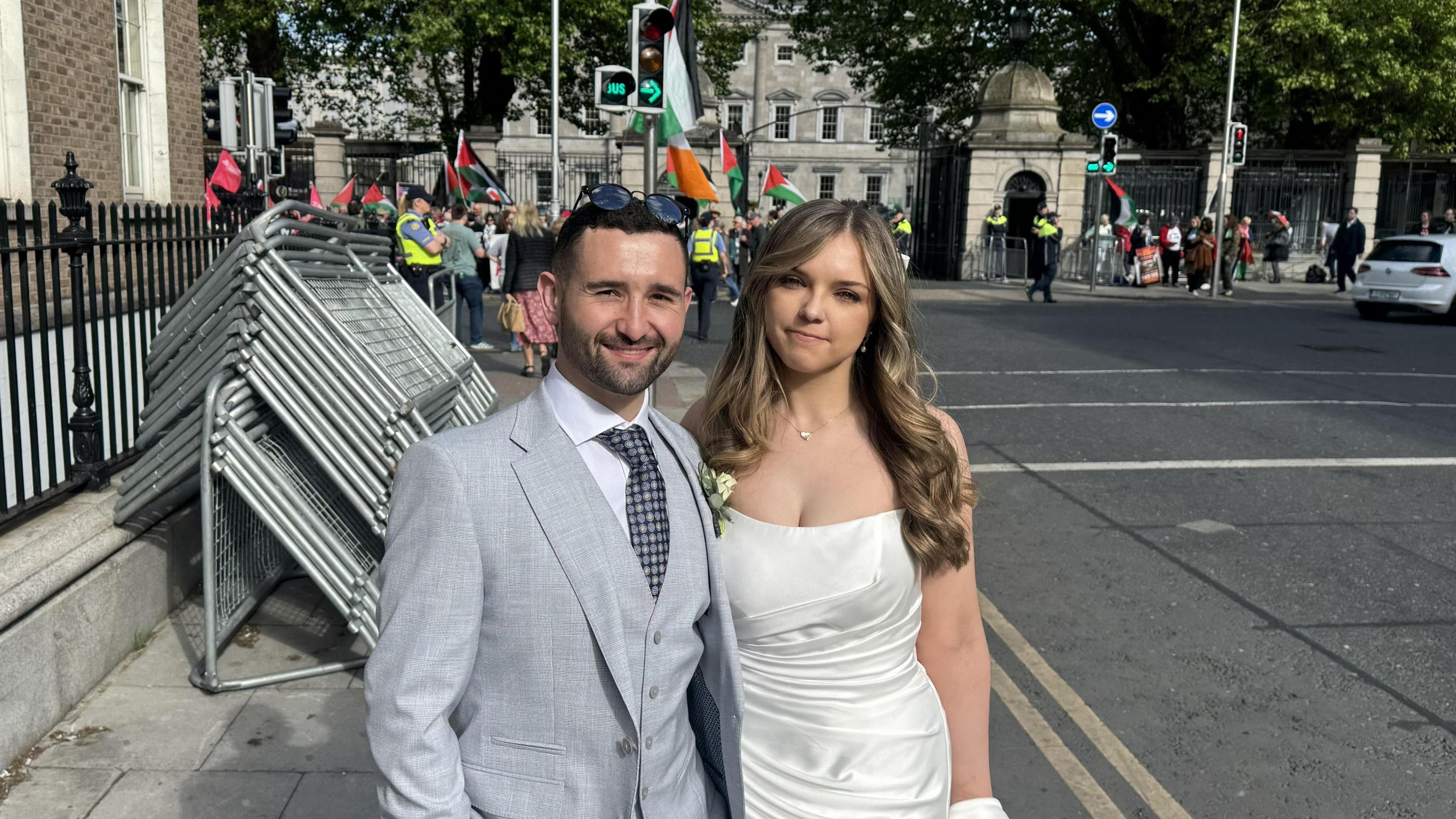 Bride and groom join pro-Palestine protest in Dublin