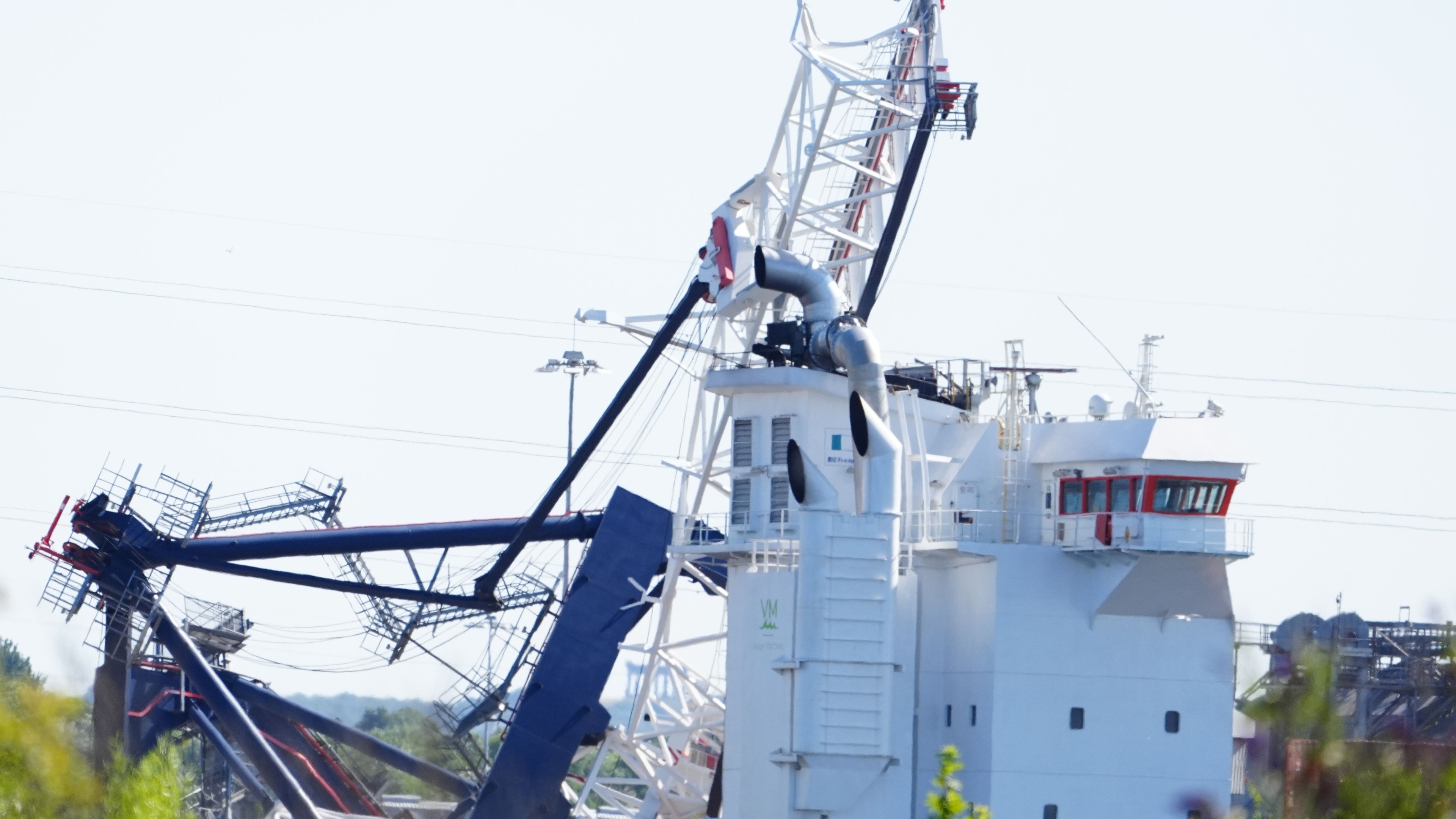 Person injured after ship reportedly collides with crane