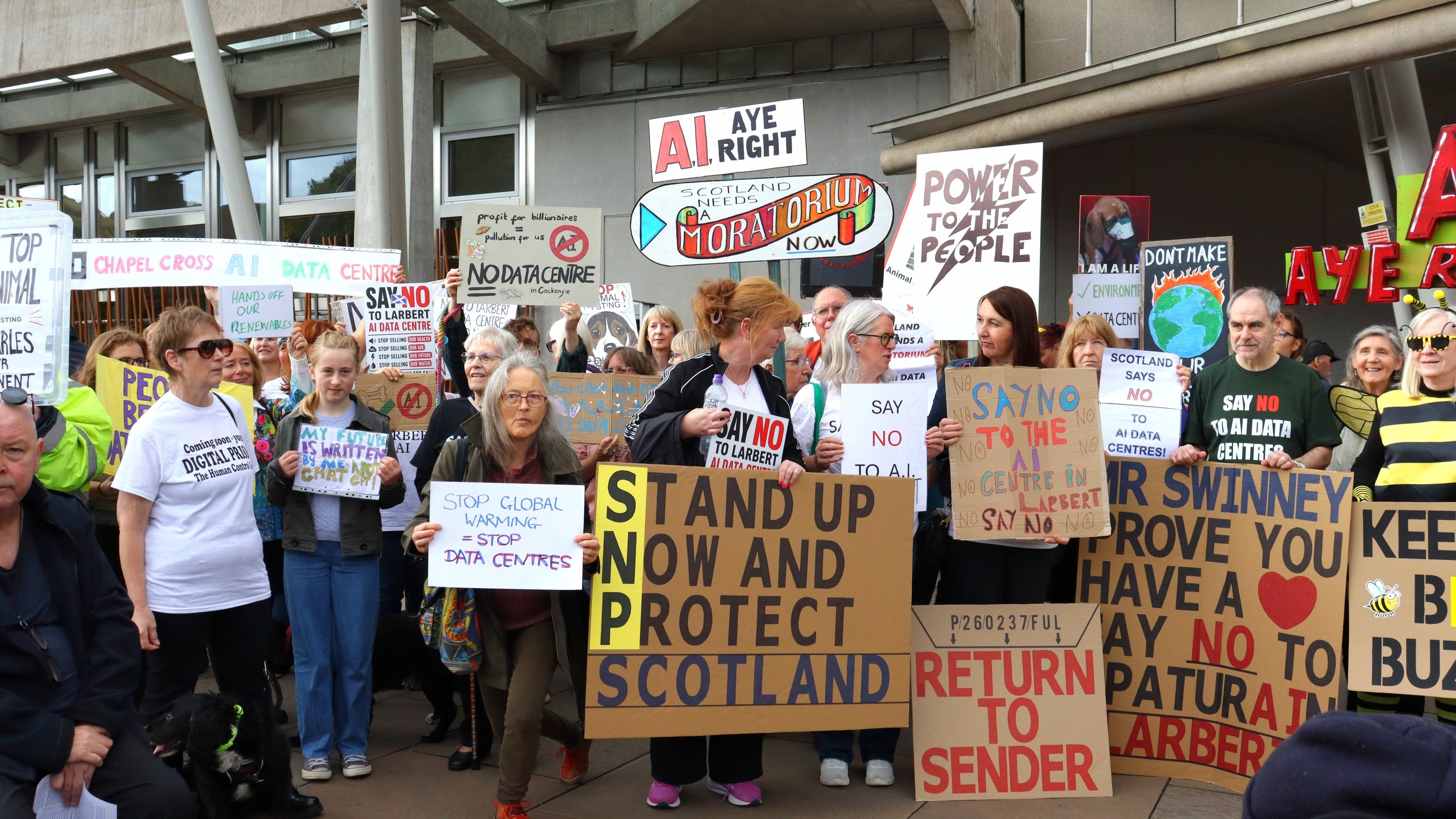 Protesters demand moratorium on new AI data centres in Scotland
