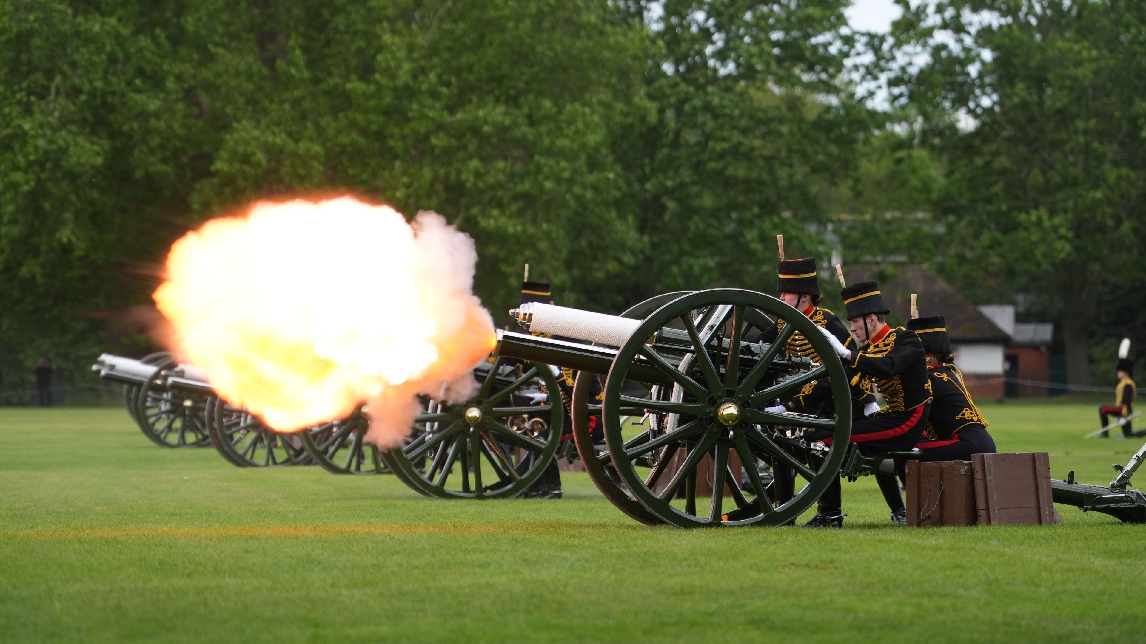 Gun salute marks anniversary of King’s coronation in Hyde Park after ducklings moved