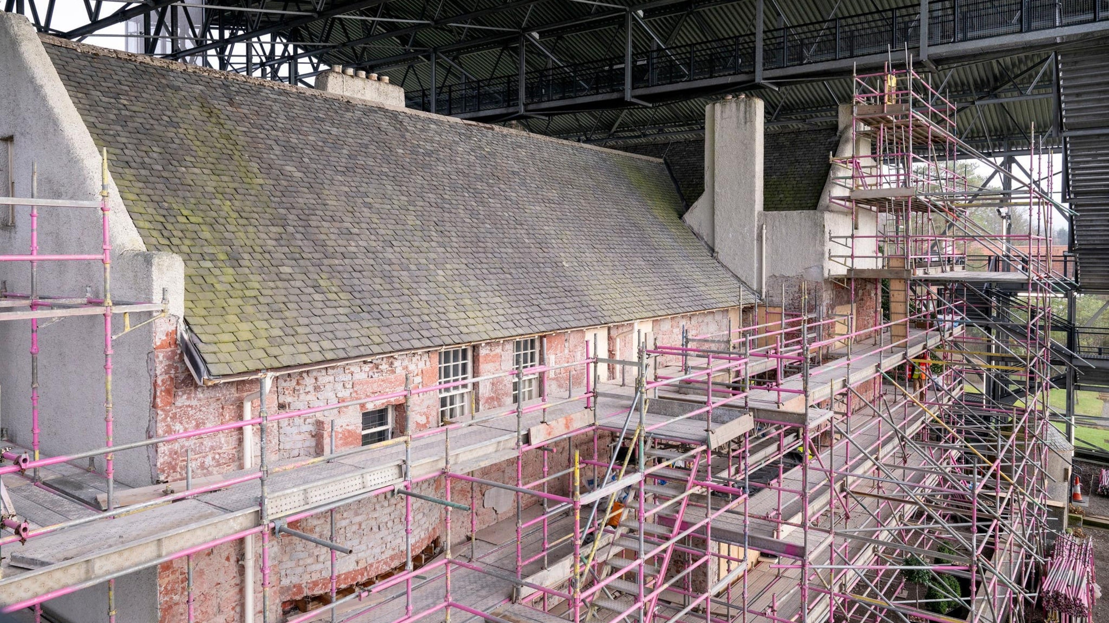 Roughcast removed from Charles Rennie Mackintosh’s Hill House amid repair works