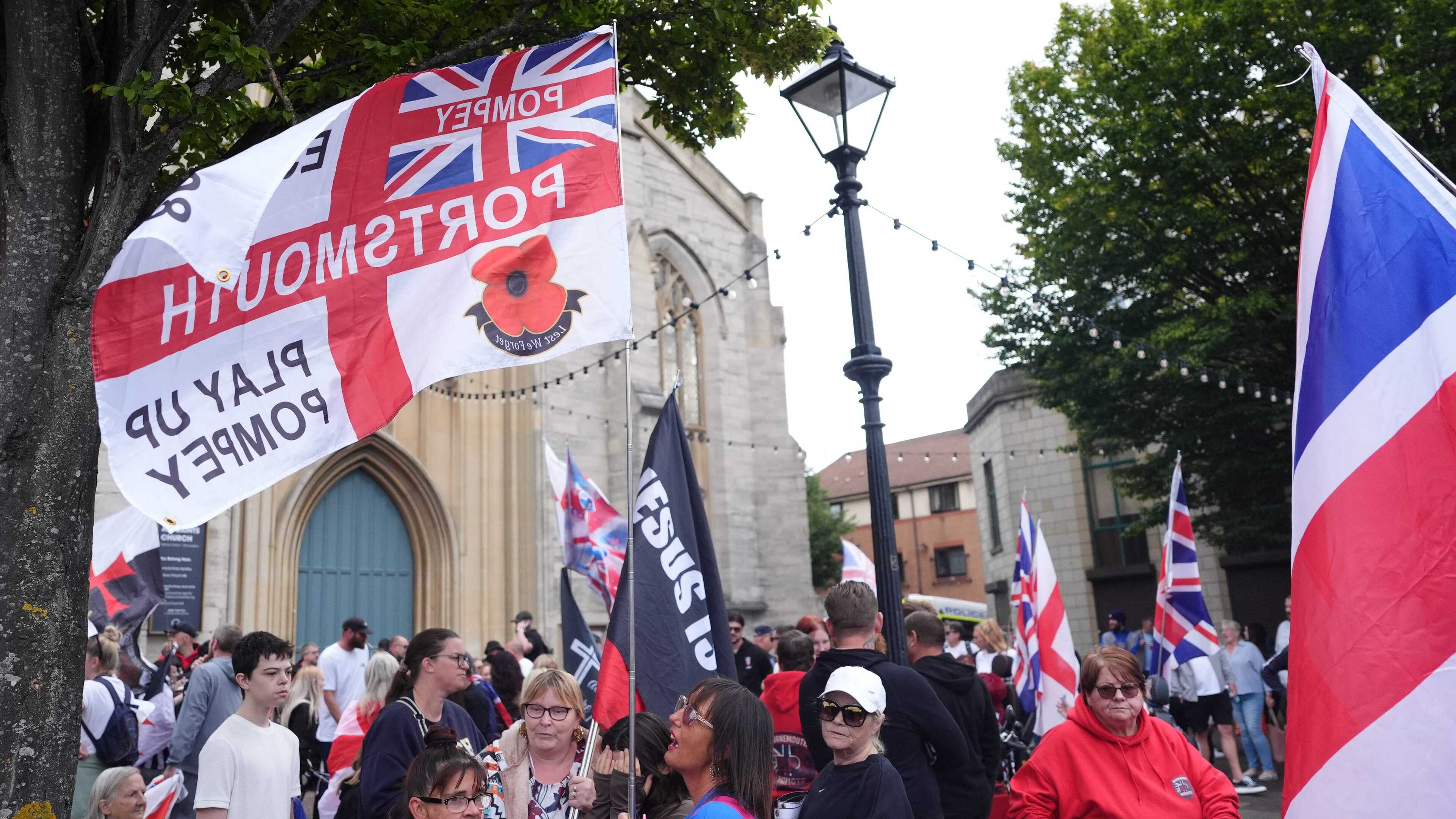 Police warn against fear and violence as protesters gather in Portsmouth