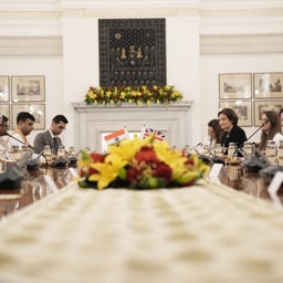 Foreign Secretary Yvette Cooper (second right) during a bilateral meeting with the minister of external affairs Dr Jaishankar (second left) at Hyderabad House in New Delhi (Stefan Rousseau/PA)