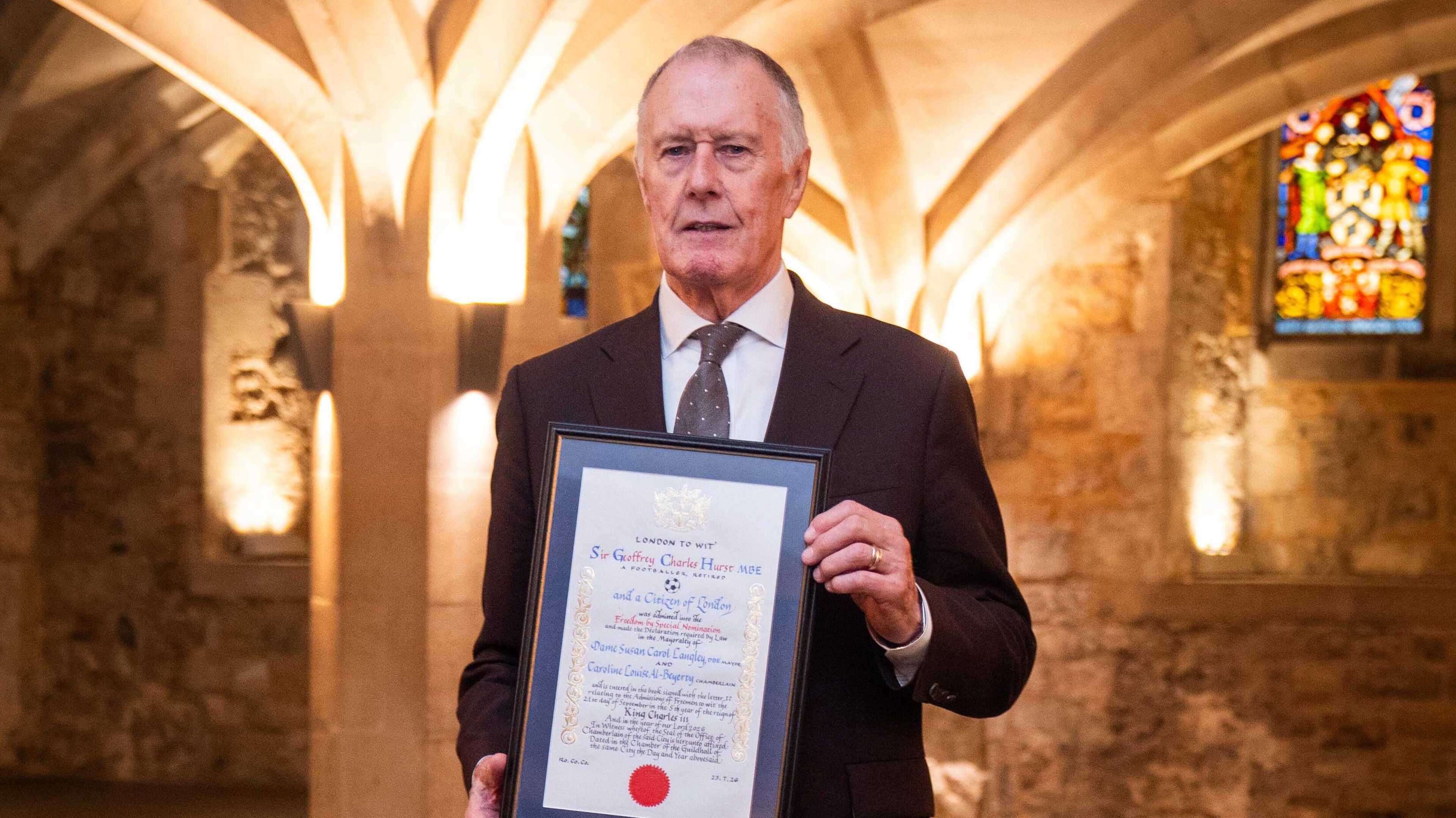 Sir Geoff Hurst honoured with Freedom of the City of London
