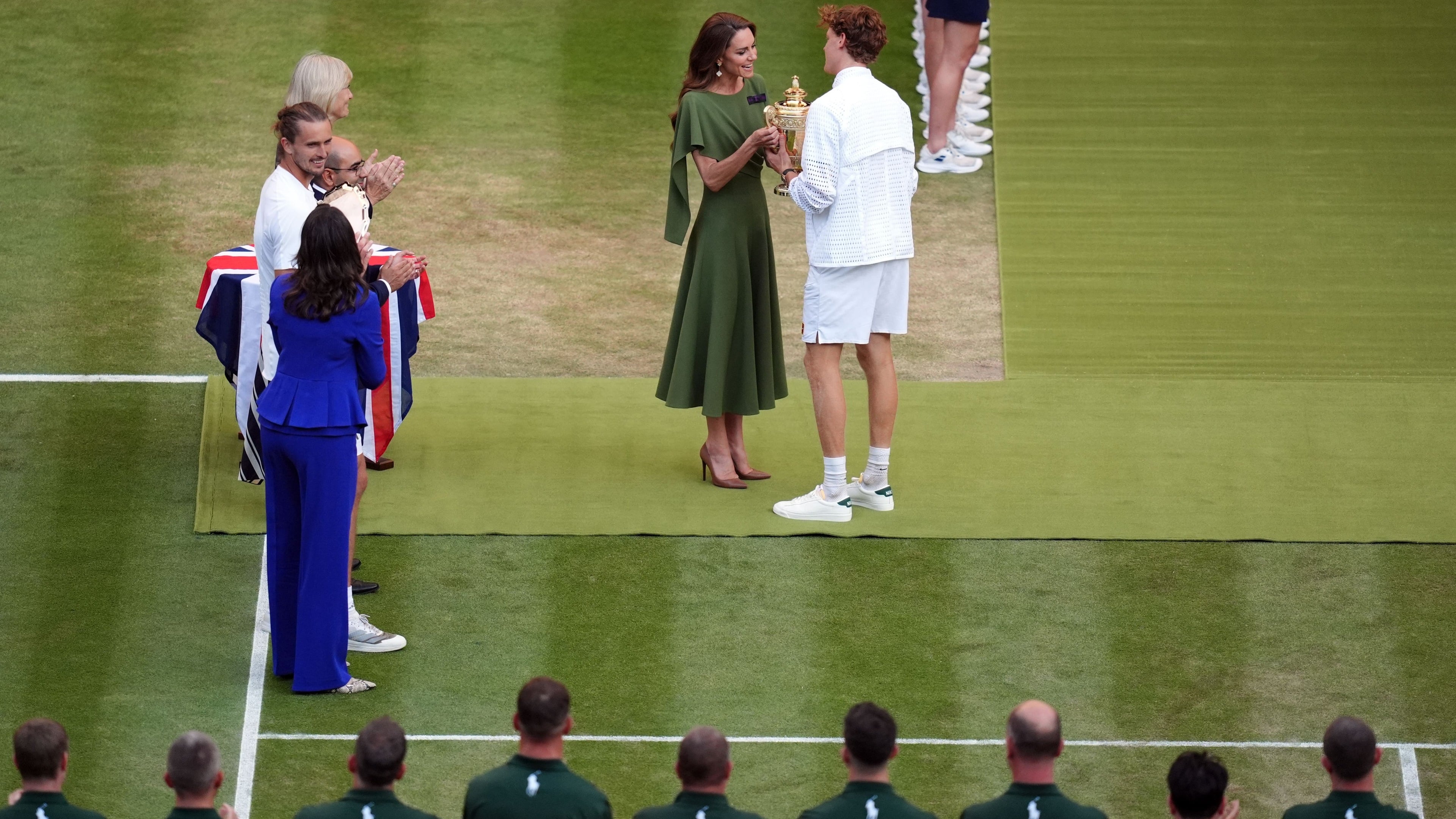 Princess of Wales presents Wimbledon trophy to Jannik Sinner on Centre Court