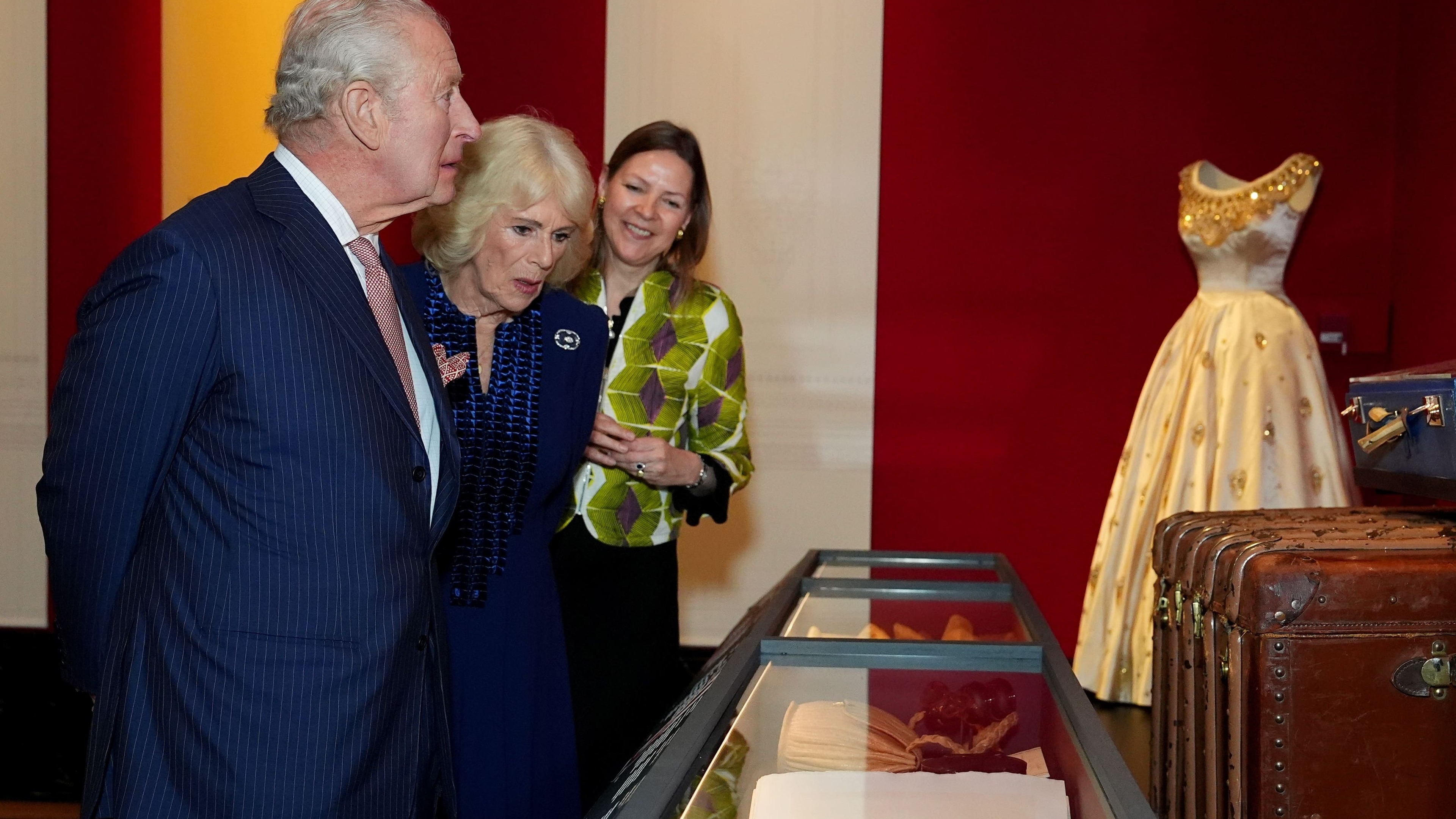 Charles sees late Queen’s quirky outfits at Buckingham Palace exhibition