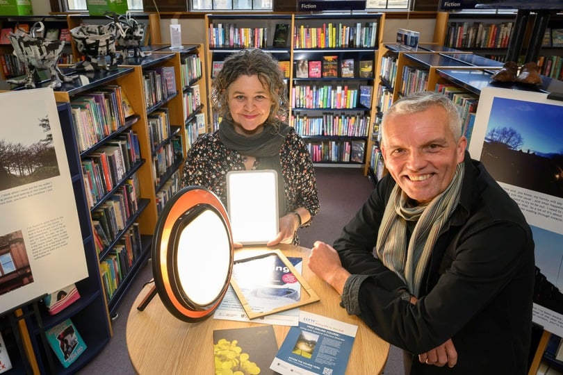 Professor Hester Parr and Professor Hayden Lorimer with the contents of the Wintering Well box (Richard Jemison/PA)