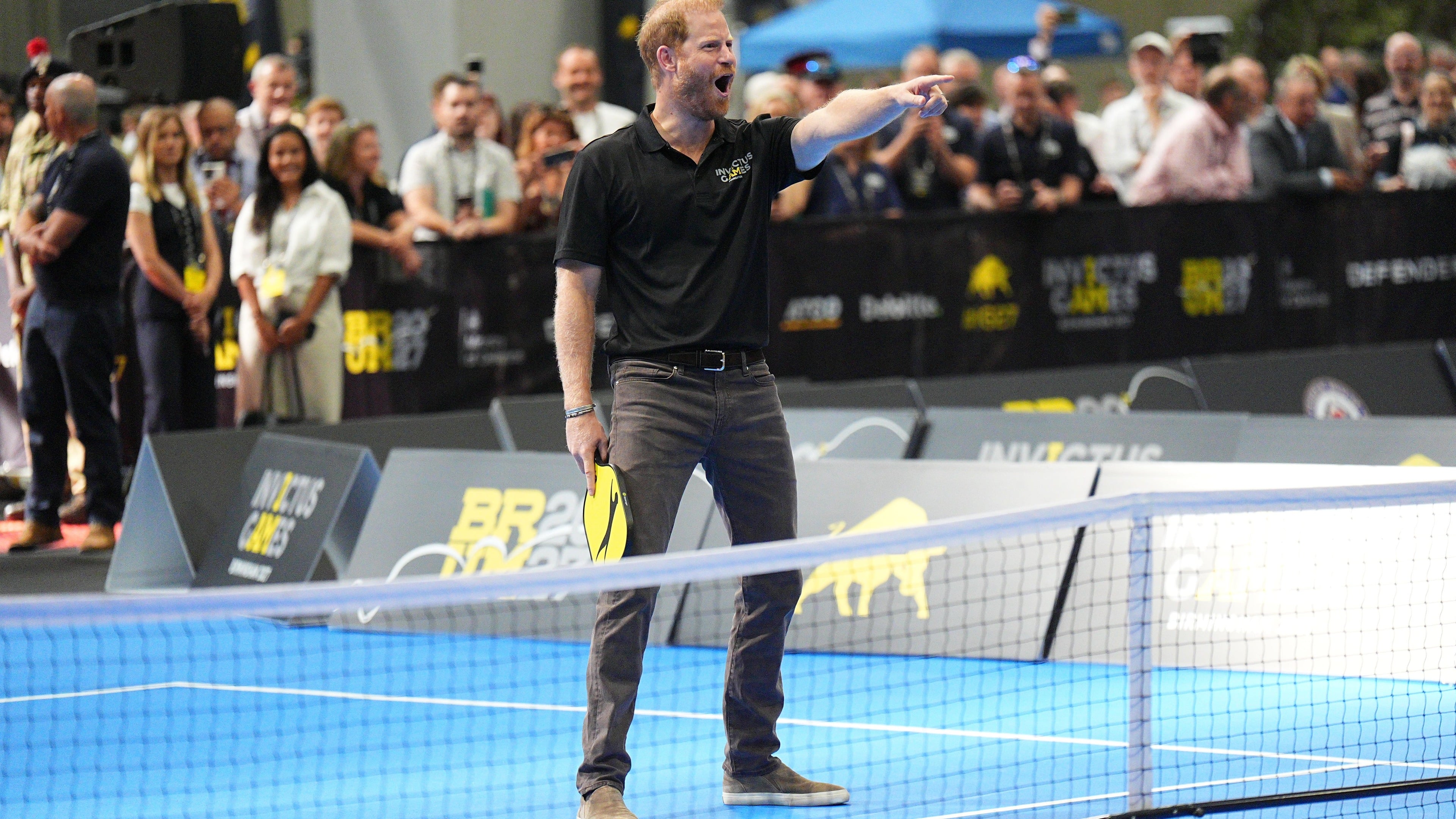 Prince Harry tries pickleball at Invictus Games event with Alison Hammond