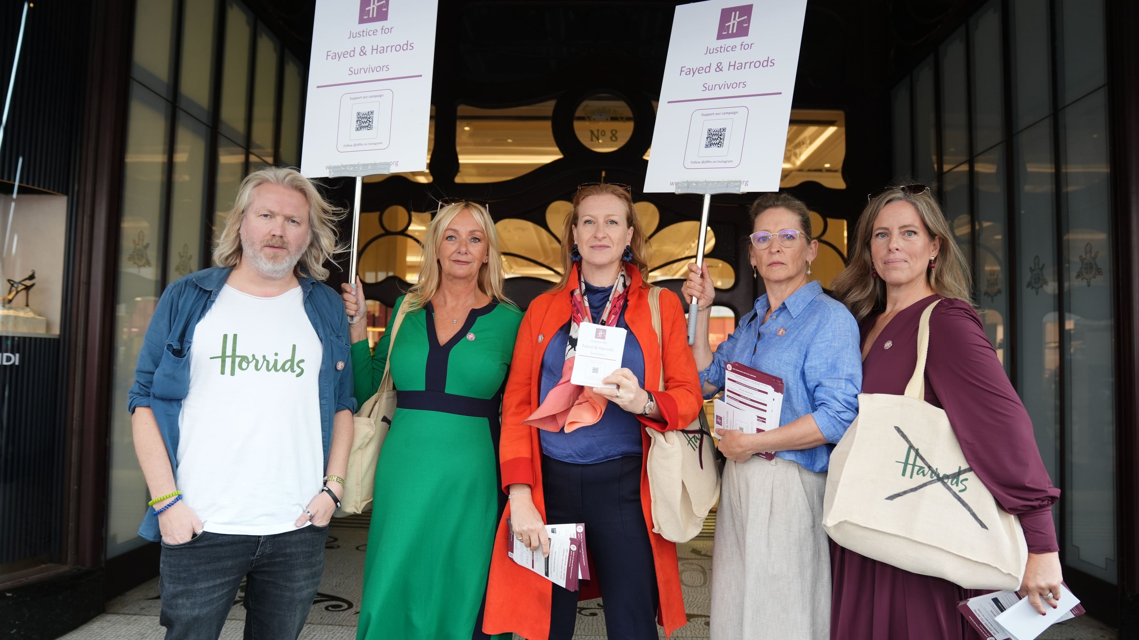 Al Fayed survivors protest outside Harrods over alleged silence and delay