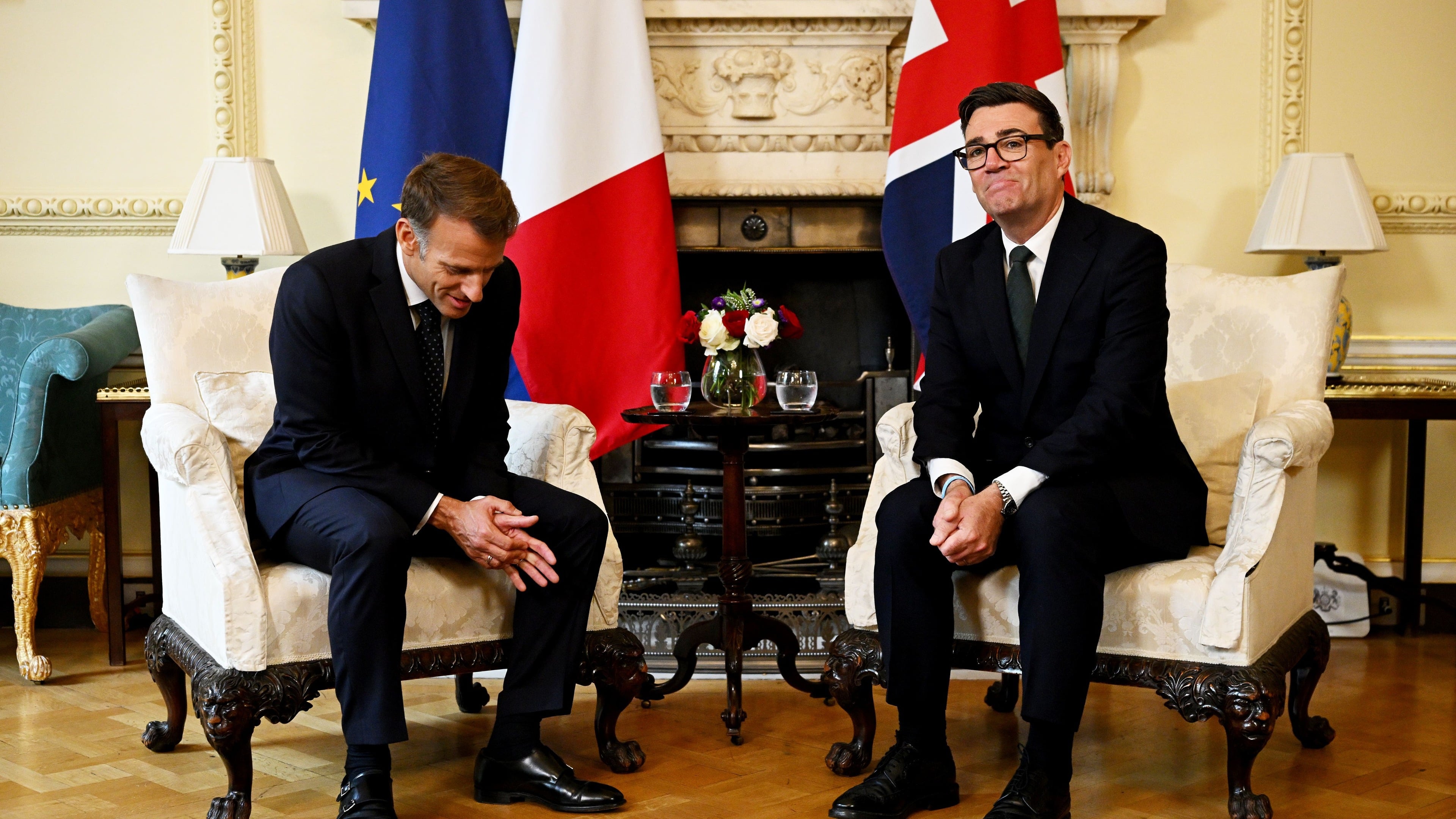 Andy Burnham meets Emmanuel Macron at Downing Street, praising collaboration