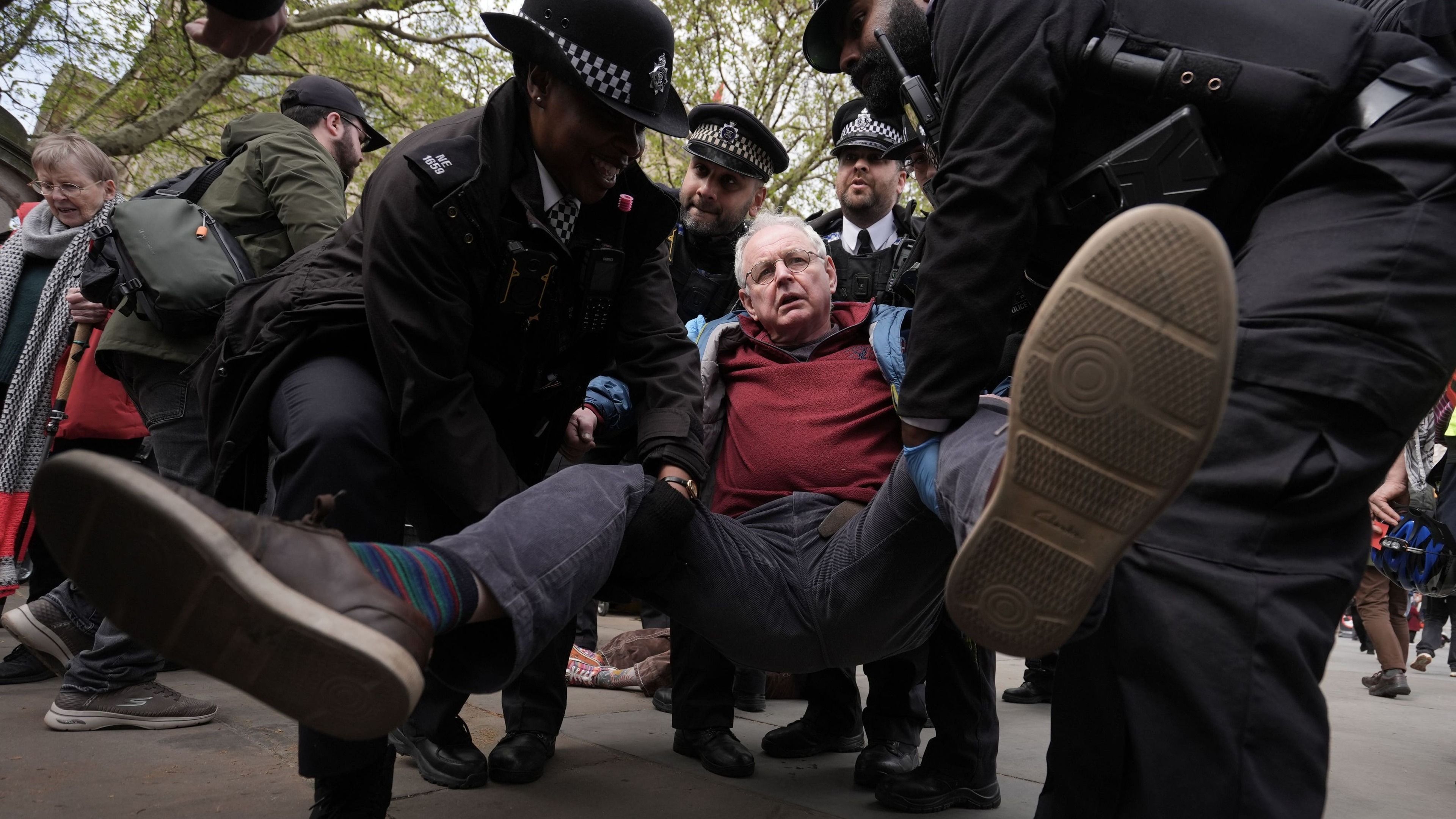 Police remove protesters during mass demonstration against Palestine Action ban