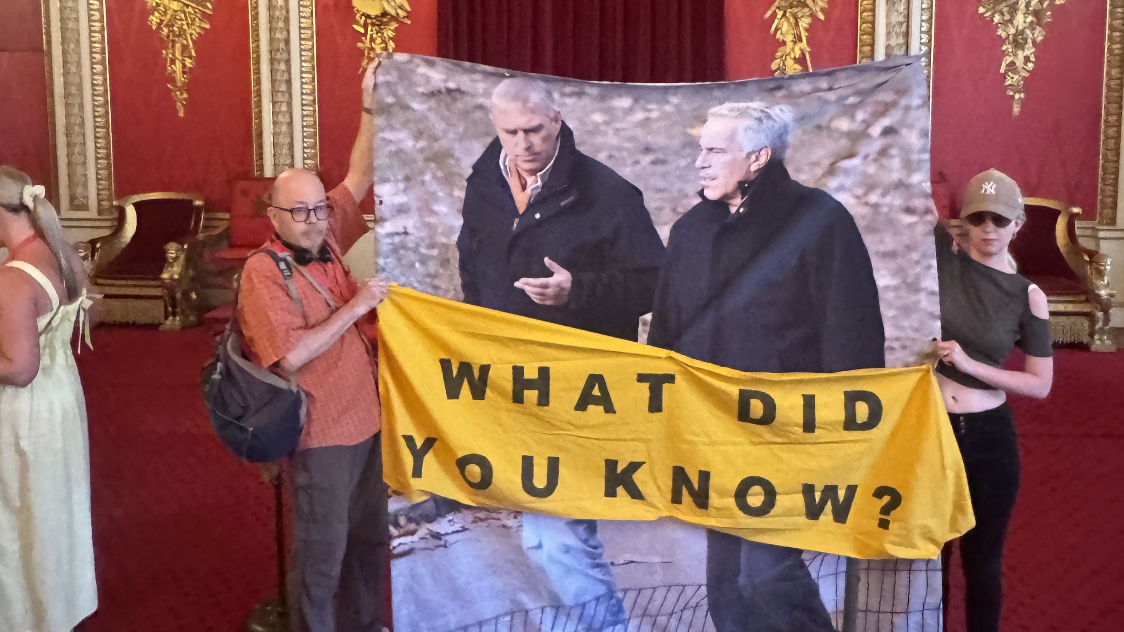Republic activists protest Prince Andrew inside Buckingham Palace